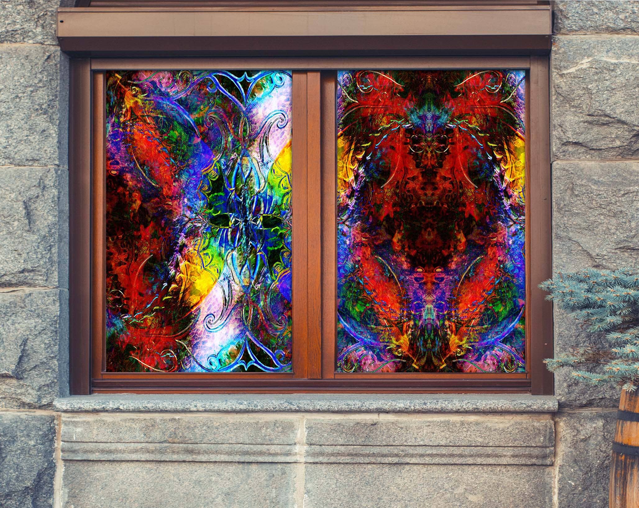 3D Artistic Pattern 360 Window Film Print Sticker Cling Stained Glass UV Block Wallpaper AJ Wallpaper 2