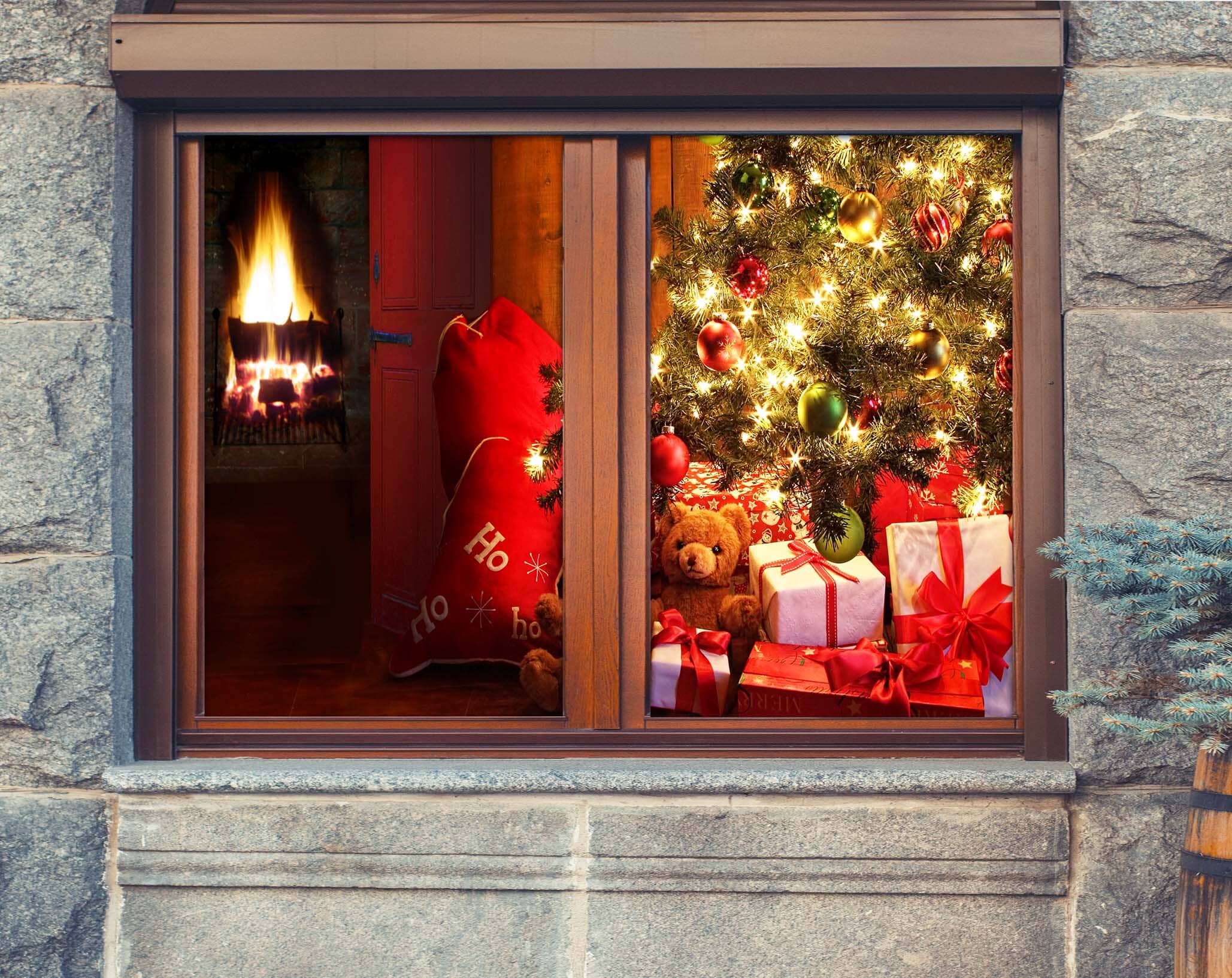 3D Christmas Tree Gift 266 Window Film Print Sticker Cling Stained Glass UV Block Wallpaper AJ Wallpaper 2