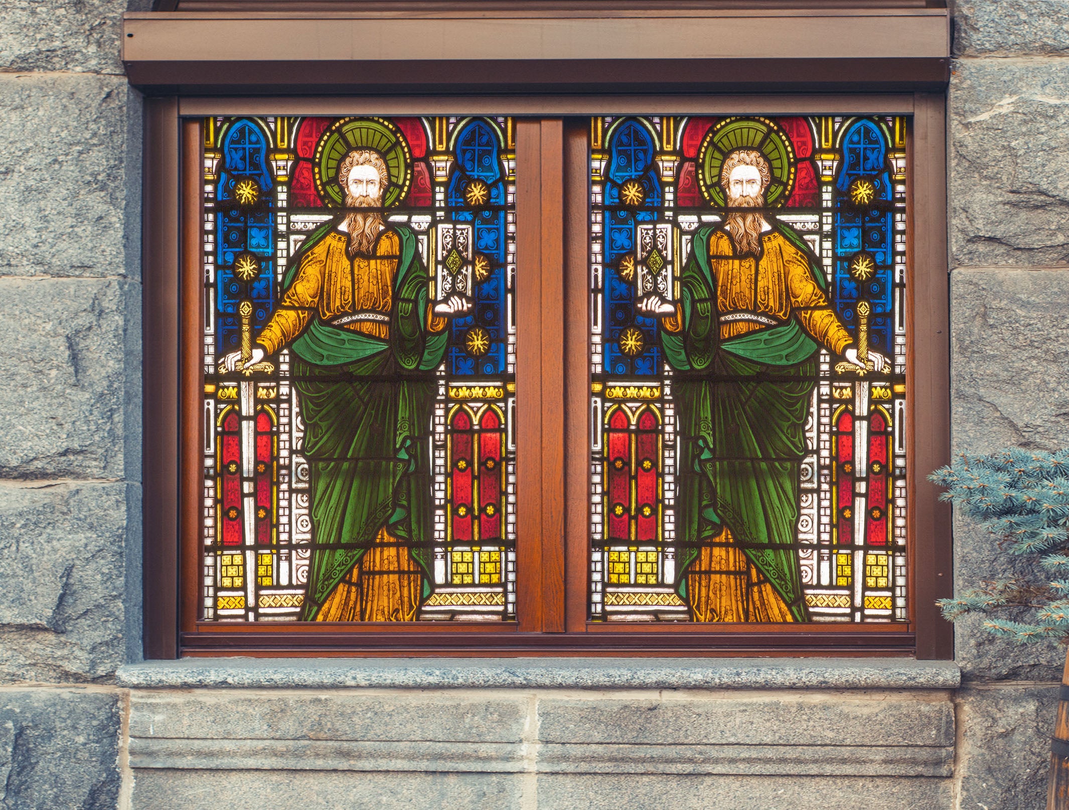 3D Priesthood Church 048 Window Film Print Sticker Cling Stained Glass UV Block