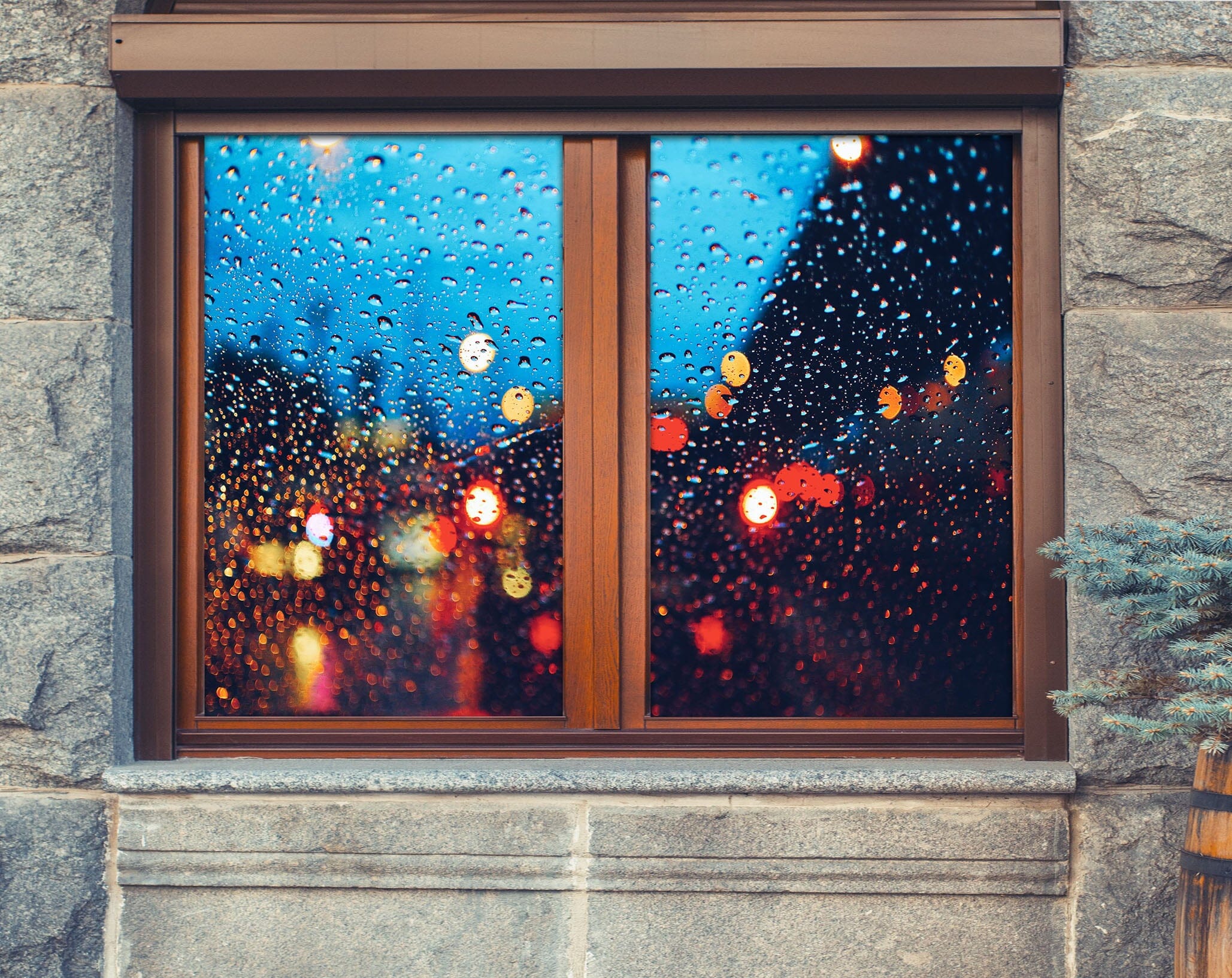 3D Water Drop Neon 380 Window Film Print Sticker Cling Stained Glass UV Block Wallpaper AJ Wallpaper 2