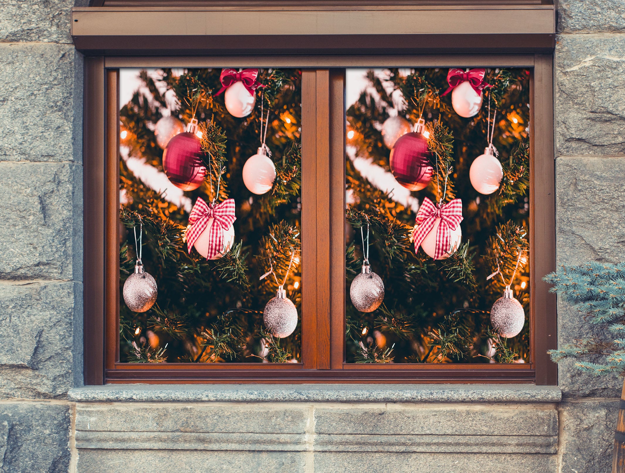 3D Ball Pendant 43149 Christmas Window Film Print Sticker Cling Stained Glass Xmas