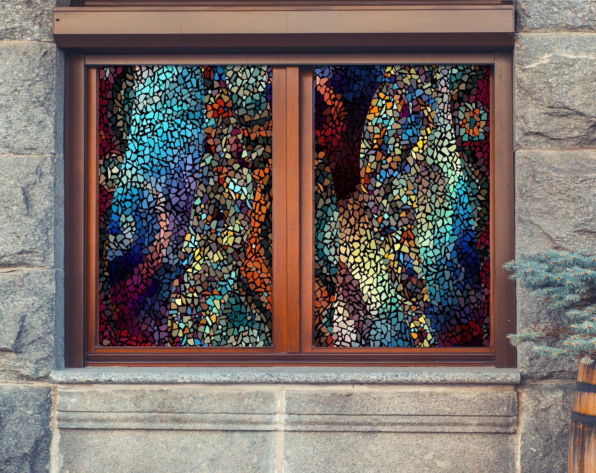 3D Colored Debris 351 Window Film Print Sticker Cling Stained Glass UV Block Wallpaper AJ Wallpaper 2