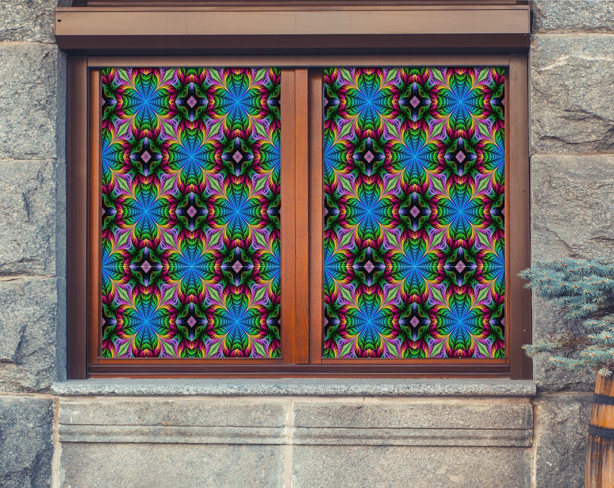 3D Daisy Pattern 374 Window Film Print Sticker Cling Stained Glass UV Block Wallpaper AJ Wallpaper 2