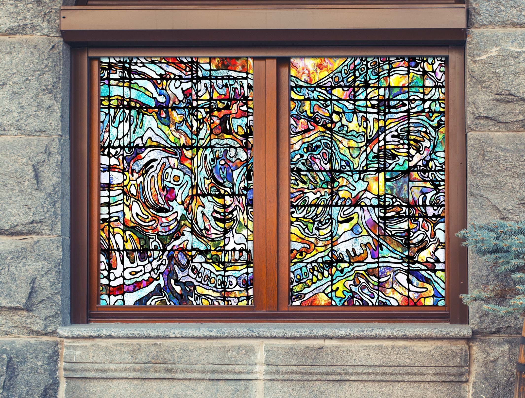 3D Abstract Graffiti 184 Window Film Print Sticker Cling Stained Glass UV Block Wallpaper AJ Wallpaper 2