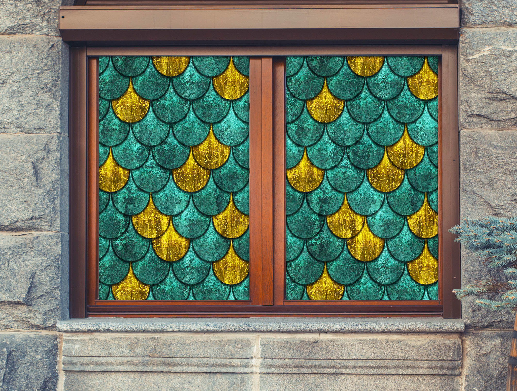 3D Shell Pattern 131 Window Film Print Sticker Cling Stained Glass UV Block