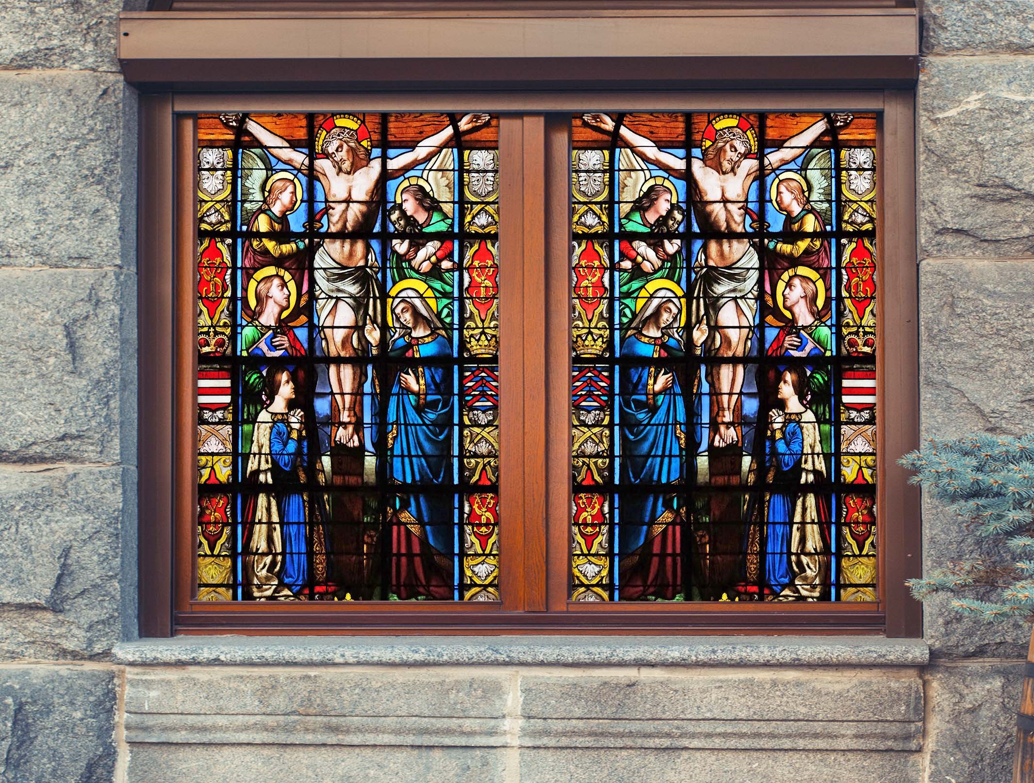 3D Christian Courier 079 Window Film Print Sticker Cling Stained Glass UV Block