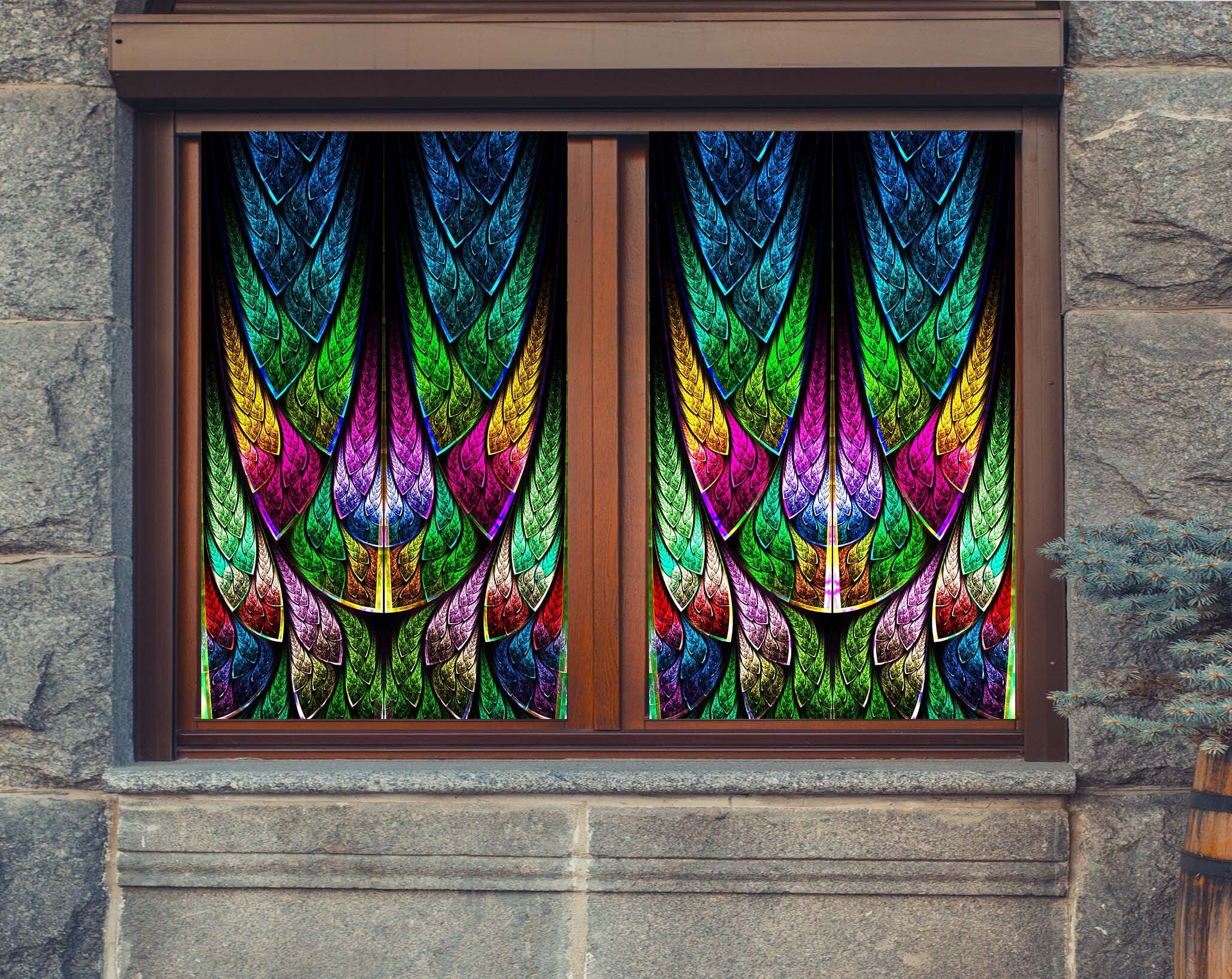 3D Colored Feather 277 Window Film Print Sticker Cling Stained Glass UV Block Wallpaper AJ Wallpaper 2