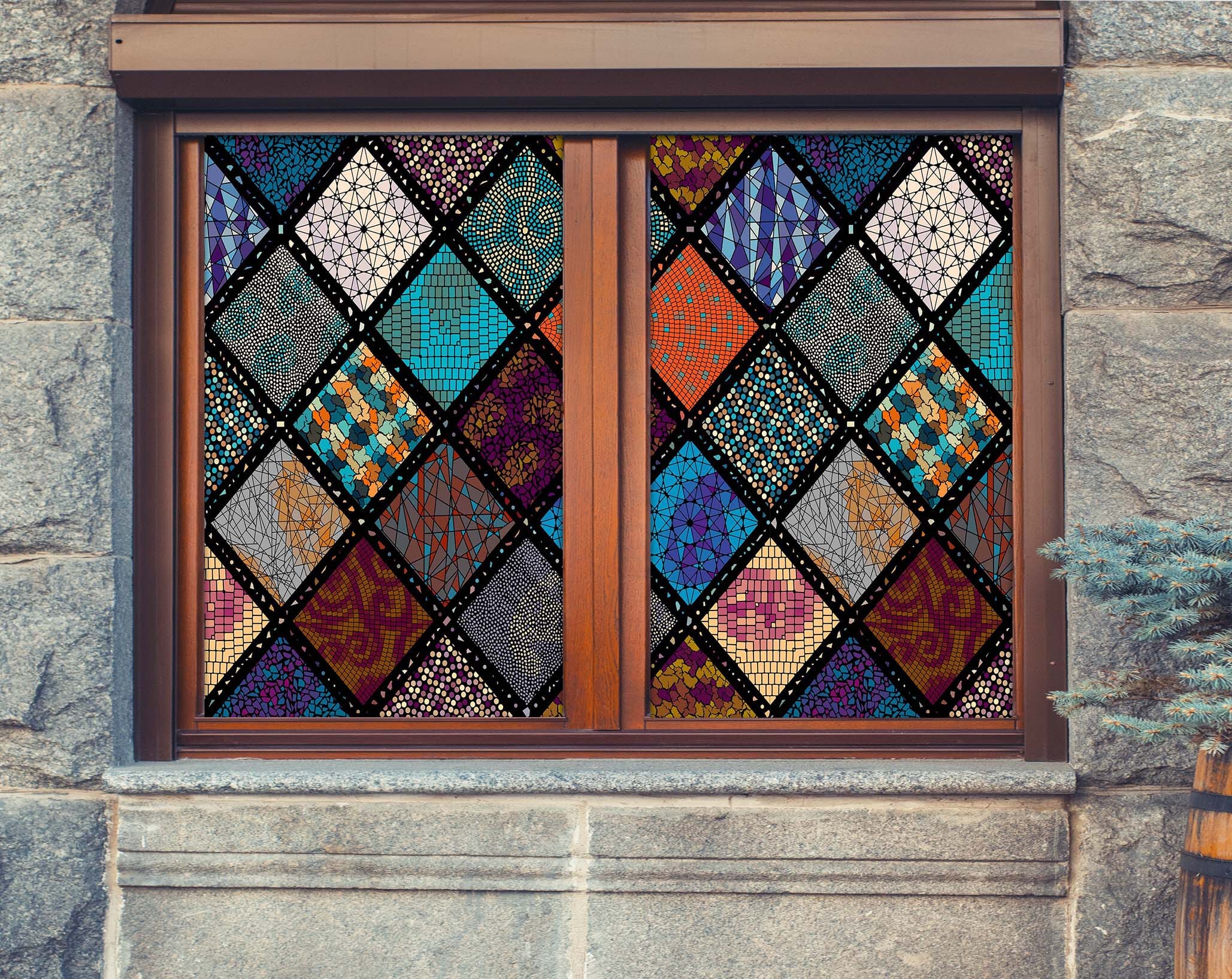 3D Colored Square 465 Window Film Print Sticker Cling Stained Glass UV Block Wallpaper AJ Wallpaper 2
