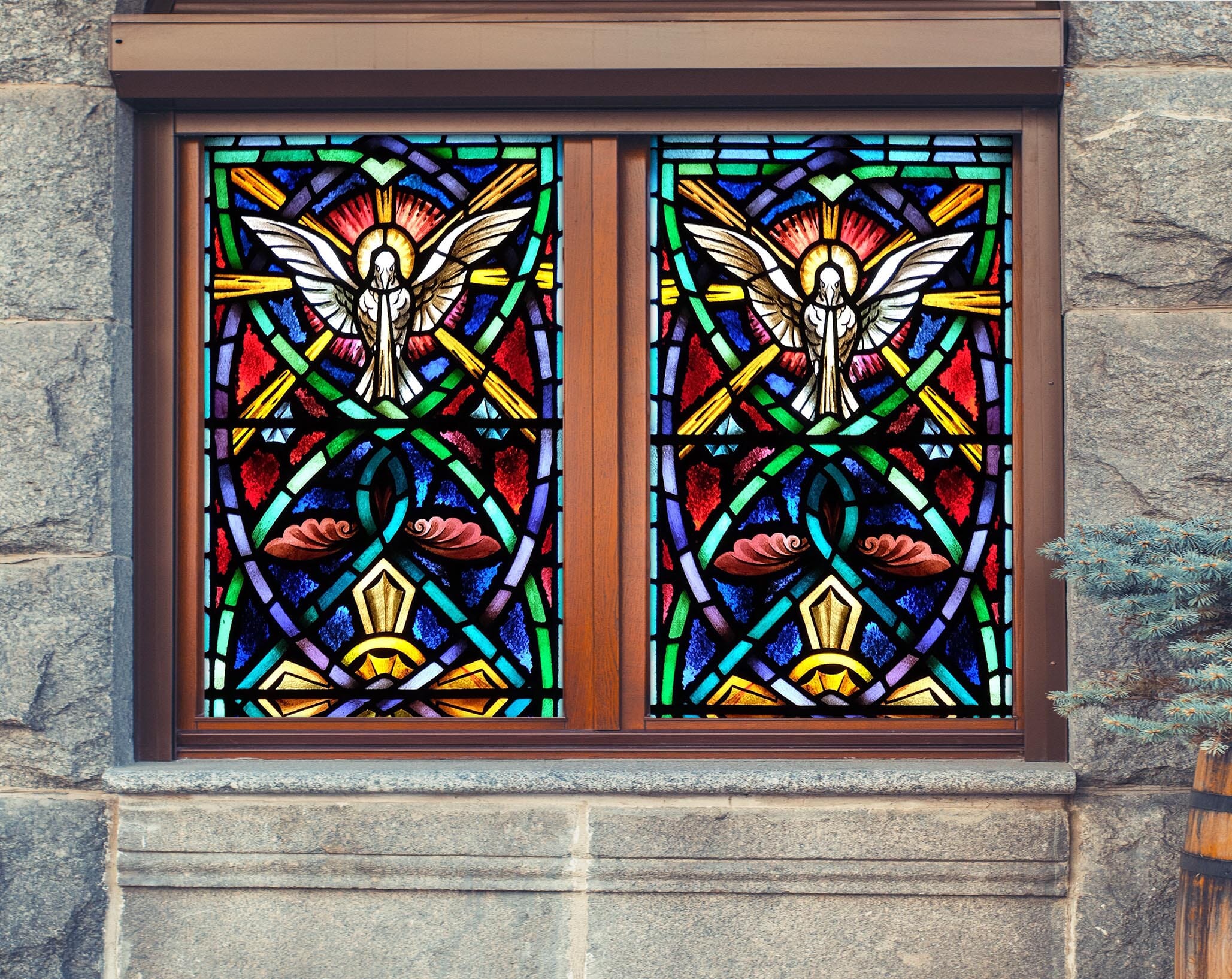 3D Peace Pigeon 390 Window Film Print Sticker Cling Stained Glass UV Block Wallpaper AJ Wallpaper 2