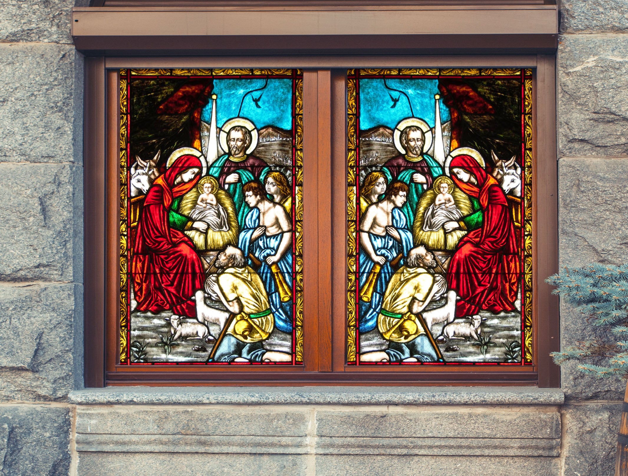 3D Courier Faith 176 Window Film Print Sticker Cling Stained Glass UV Block