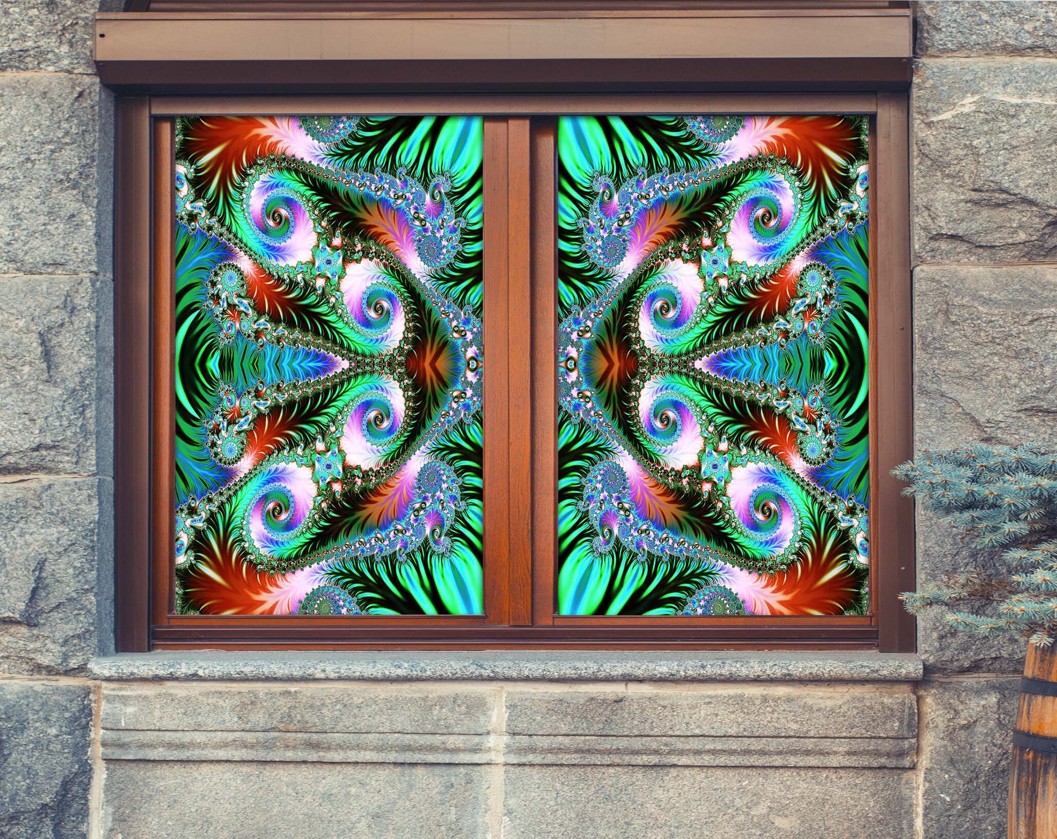 3D Green Pattern 312 Window Film Print Sticker Cling Stained Glass UV Block Wallpaper AJ Wallpaper 2