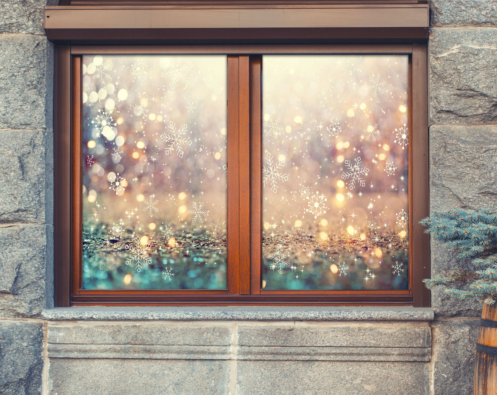 3D Snowflake 42156 Christmas Window Film Print Sticker Cling Stained Glass Xmas