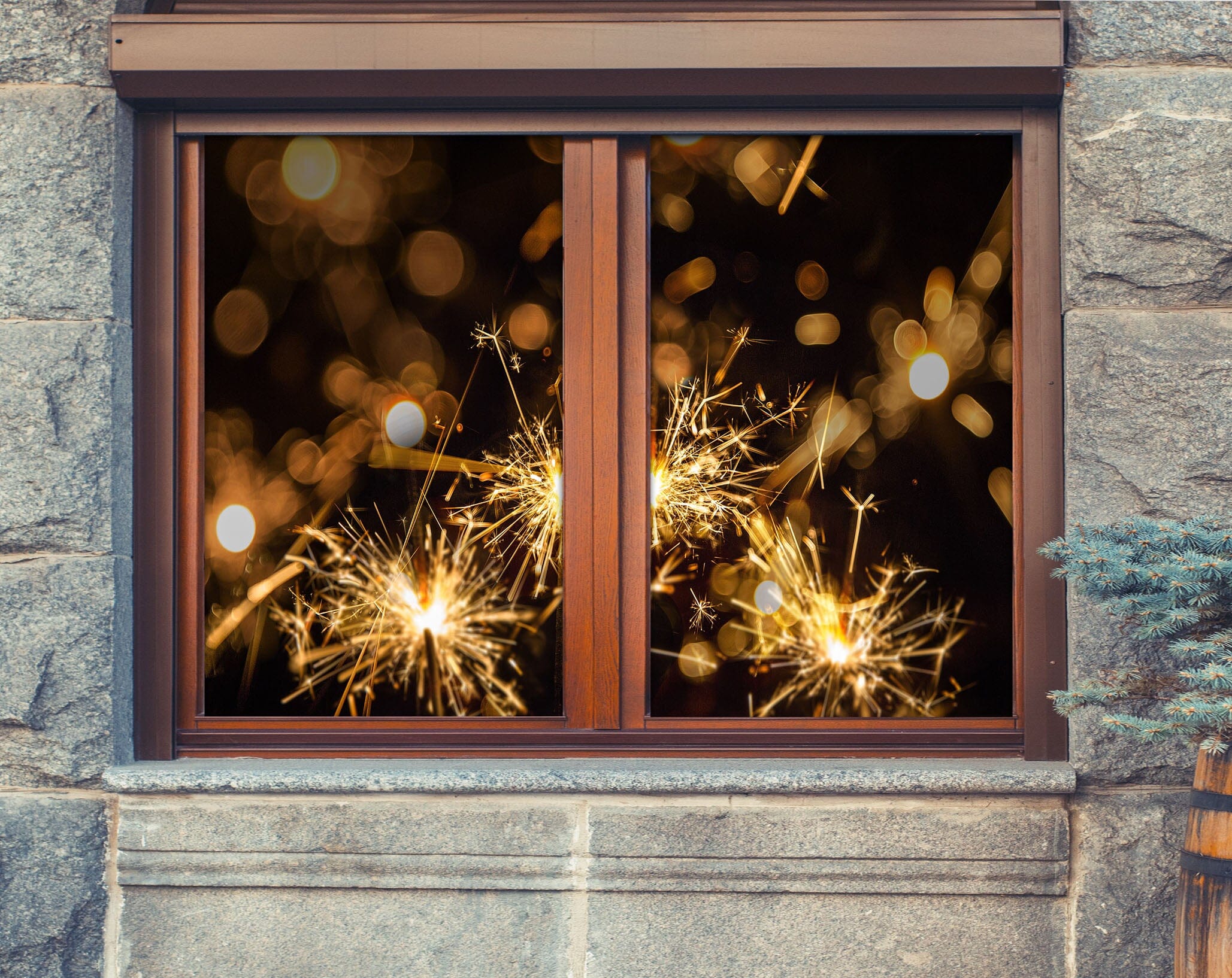 3D Beautiful Fireworks 391 Window Film Print Sticker Cling Stained Glass UV Block Wallpaper AJ Wallpaper 2