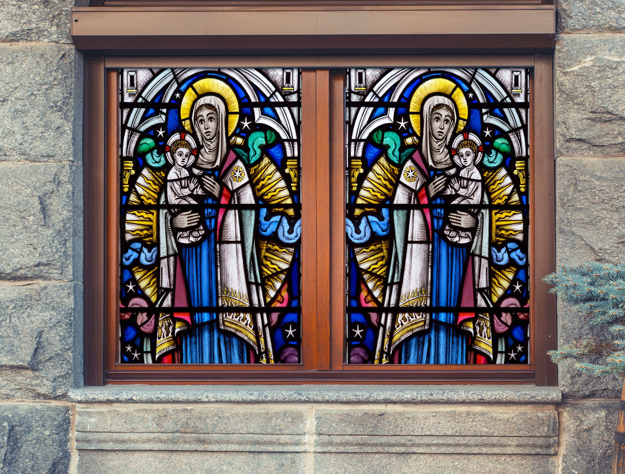 3D Believer Mother 072 Window Film Print Sticker Cling Stained Glass UV Block