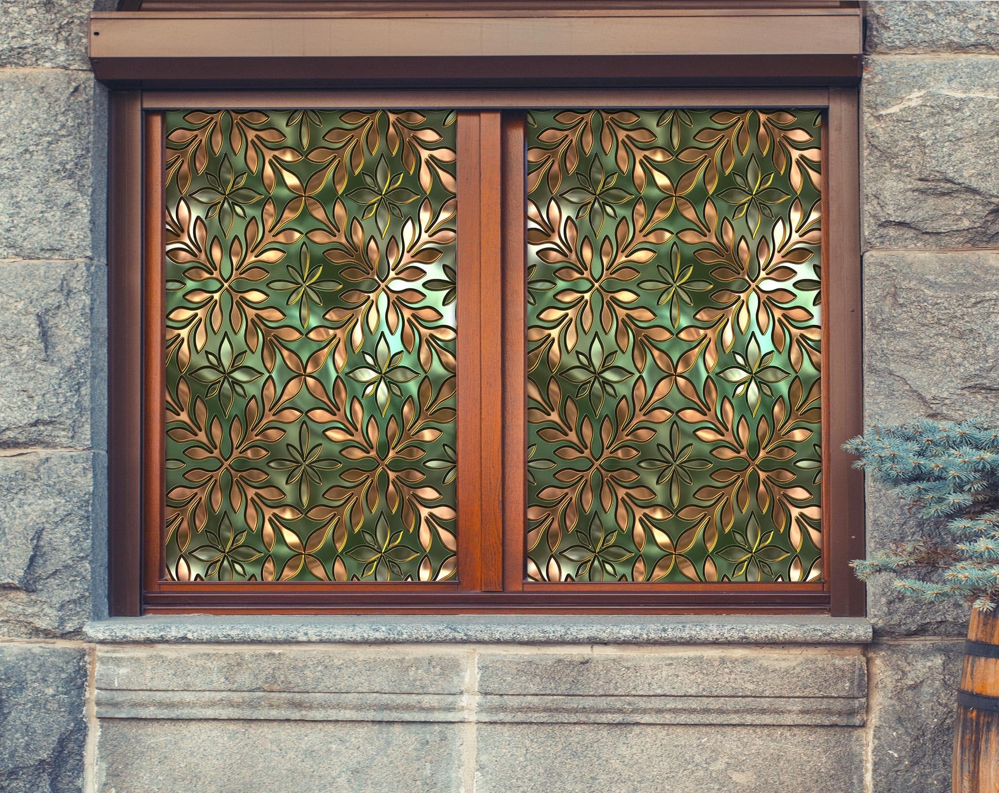 3D Golden Leaves 433 Window Film Print Sticker Cling Stained Glass UV Block Wallpaper AJ Wallpaper 2