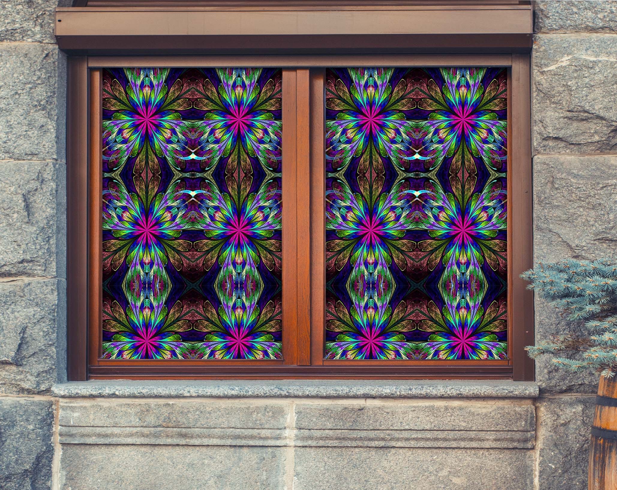 3D Colorful Flower 322 Window Film Print Sticker Cling Stained Glass UV Block Wallpaper AJ Wallpaper 2