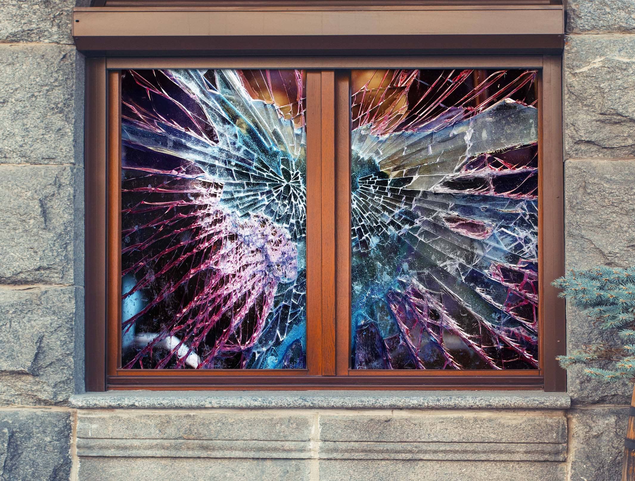 3D Broken Glass 115 Window Film Print Sticker Cling Stained Glass UV Block Wallpaper AJ Wallpaper 2