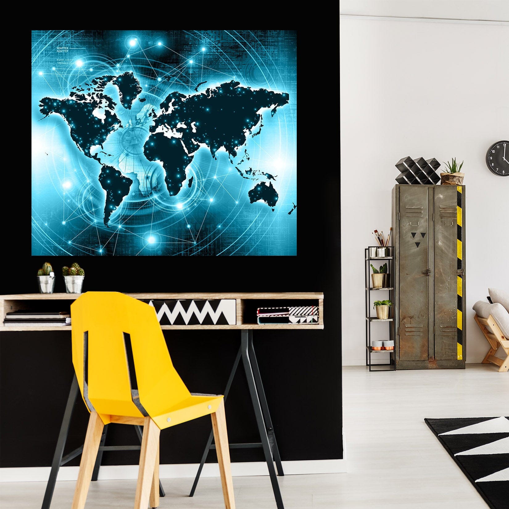 3D Blue Rays 235 World Map Wall Sticker Wallpaper AJ Wallpaper 2