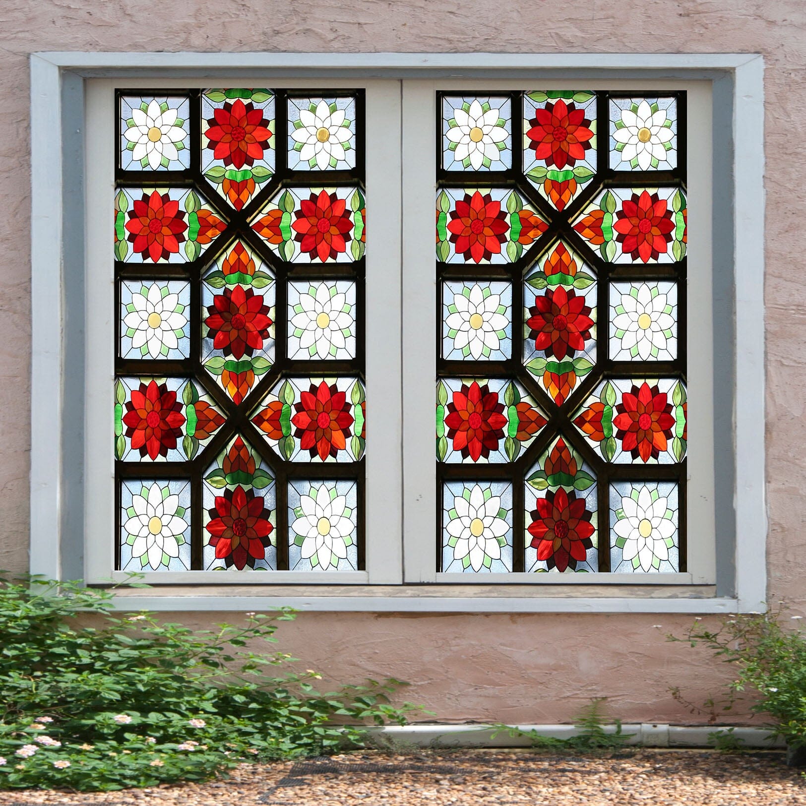 3D Red Lotus Pattern 257 Window Film Print Sticker Cling Stained Glass UV Block Wallpaper AJ Wallpaper 2