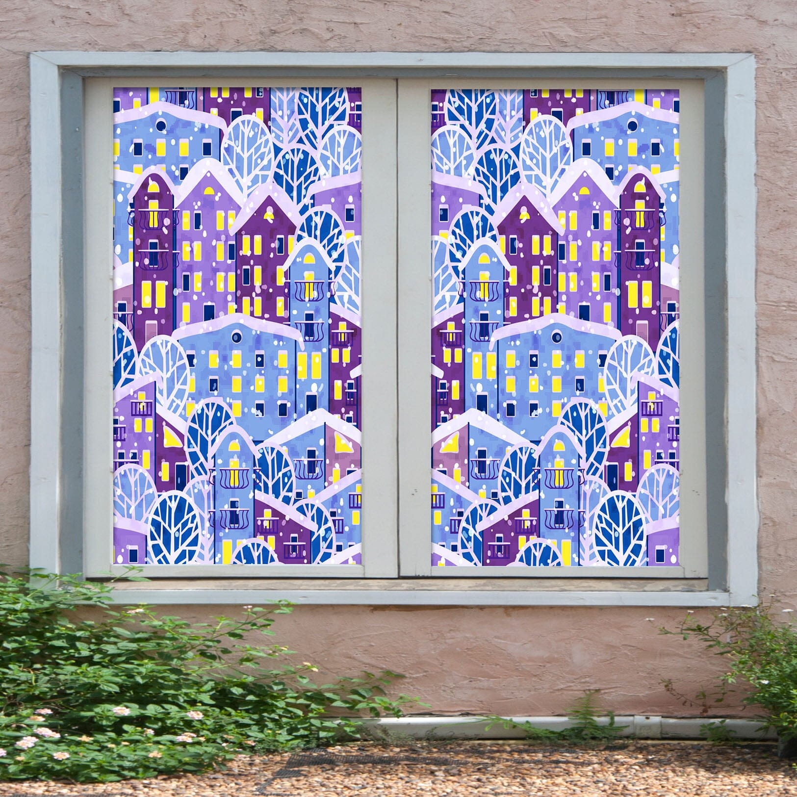 3D Purple Snow House 281 Window Film Print Sticker Cling Stained Glass UV Block Wallpaper AJ Wallpaper 2
