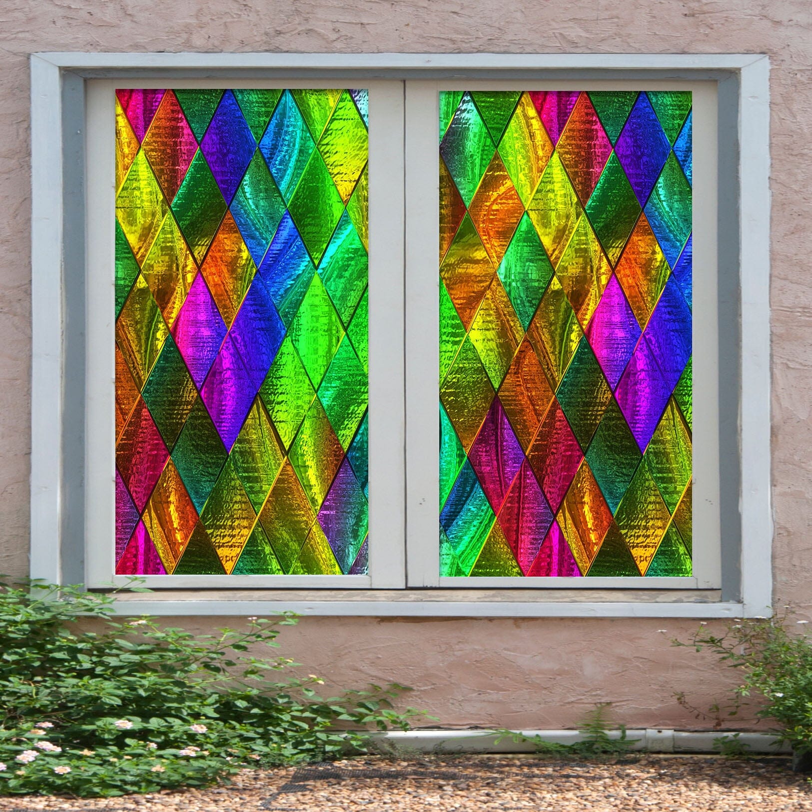 3D Green Diamond 221 Window Film Print Sticker Cling Stained Glass UV Block Wallpaper AJ Wallpaper 2