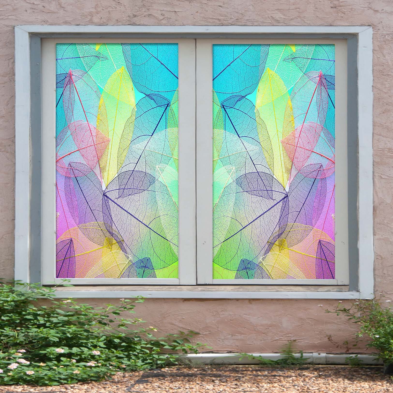 3D Colored Leaves 385 Window Film Print Sticker Cling Stained Glass UV Block Wallpaper AJ Wallpaper 2