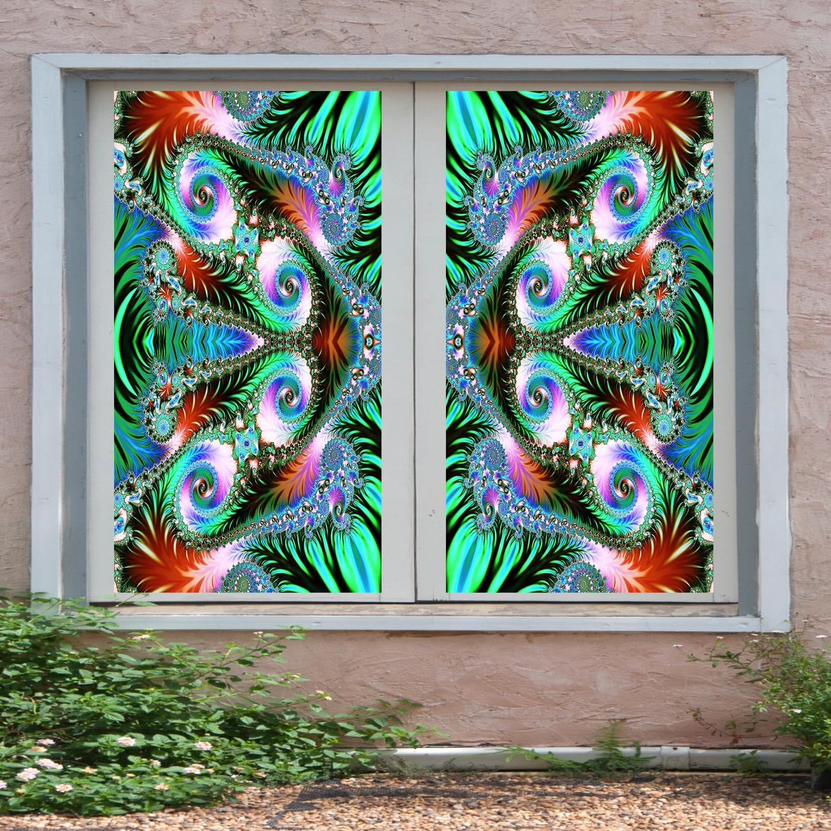 3D Green Pattern 312 Window Film Print Sticker Cling Stained Glass UV Block Wallpaper AJ Wallpaper 2