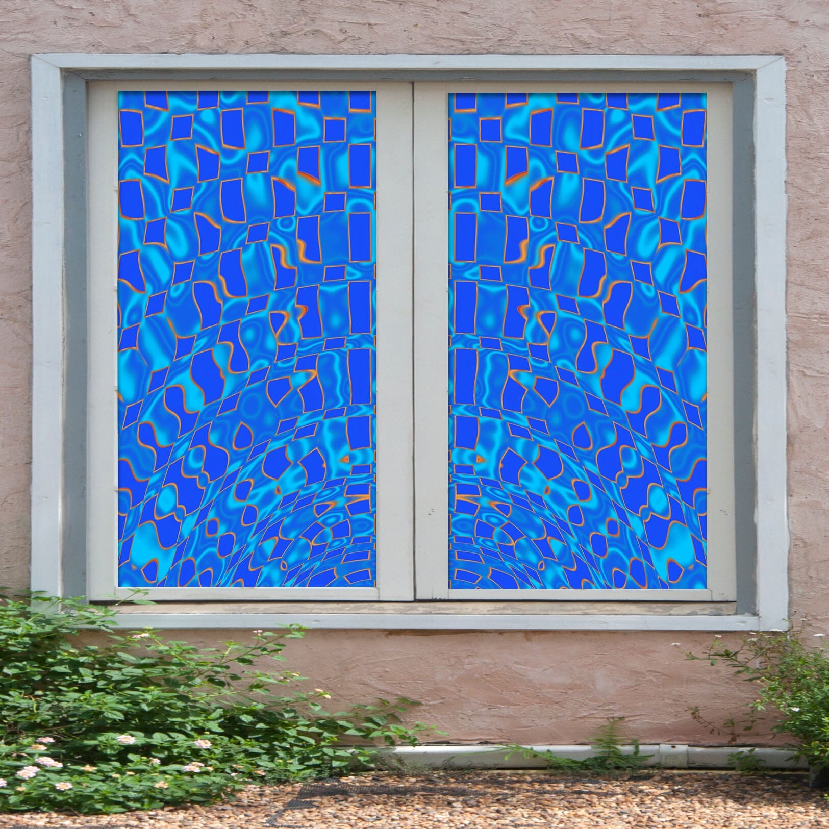 3D Blue Mosaic 256 Window Film Print Sticker Cling Stained Glass UV Block Wallpaper AJ Wallpaper 2