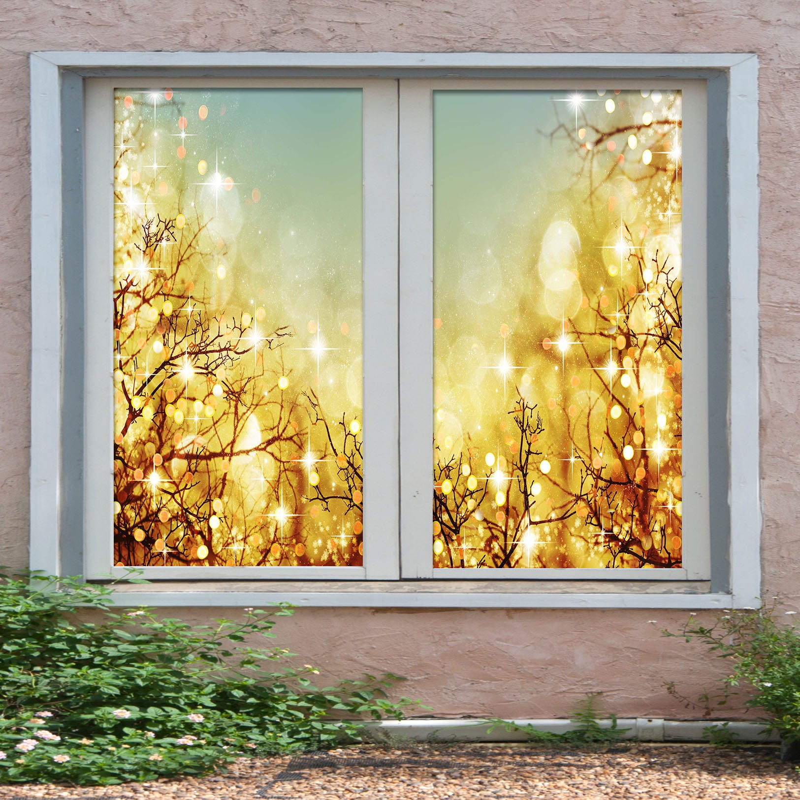 3D Branch Light Spot 42133 Christmas Window Film Print Sticker Cling Stained Glass Xmas