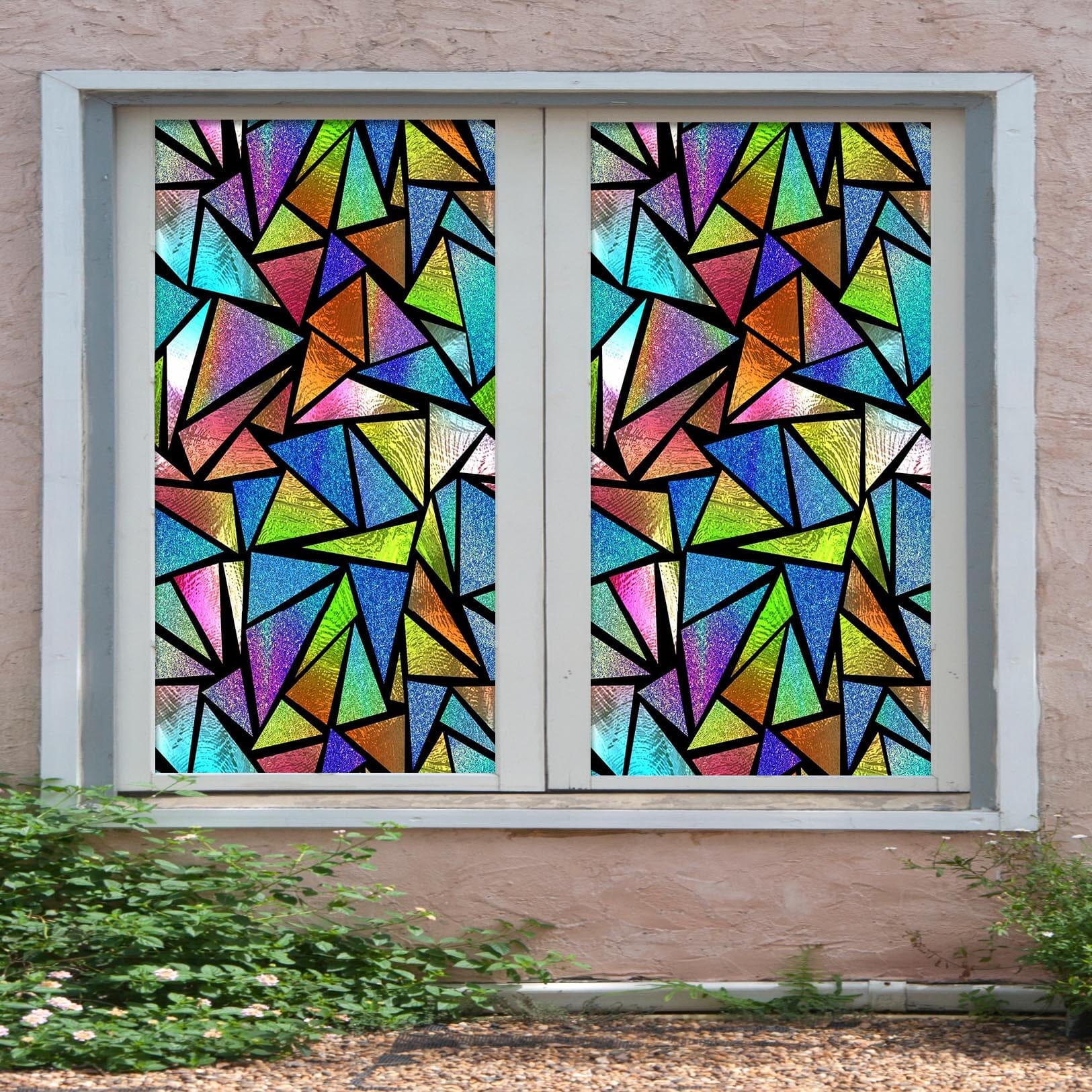 3D Color Triangle 457 Window Film Print Sticker Cling Stained Glass UV Block Wallpaper AJ Wallpaper 2