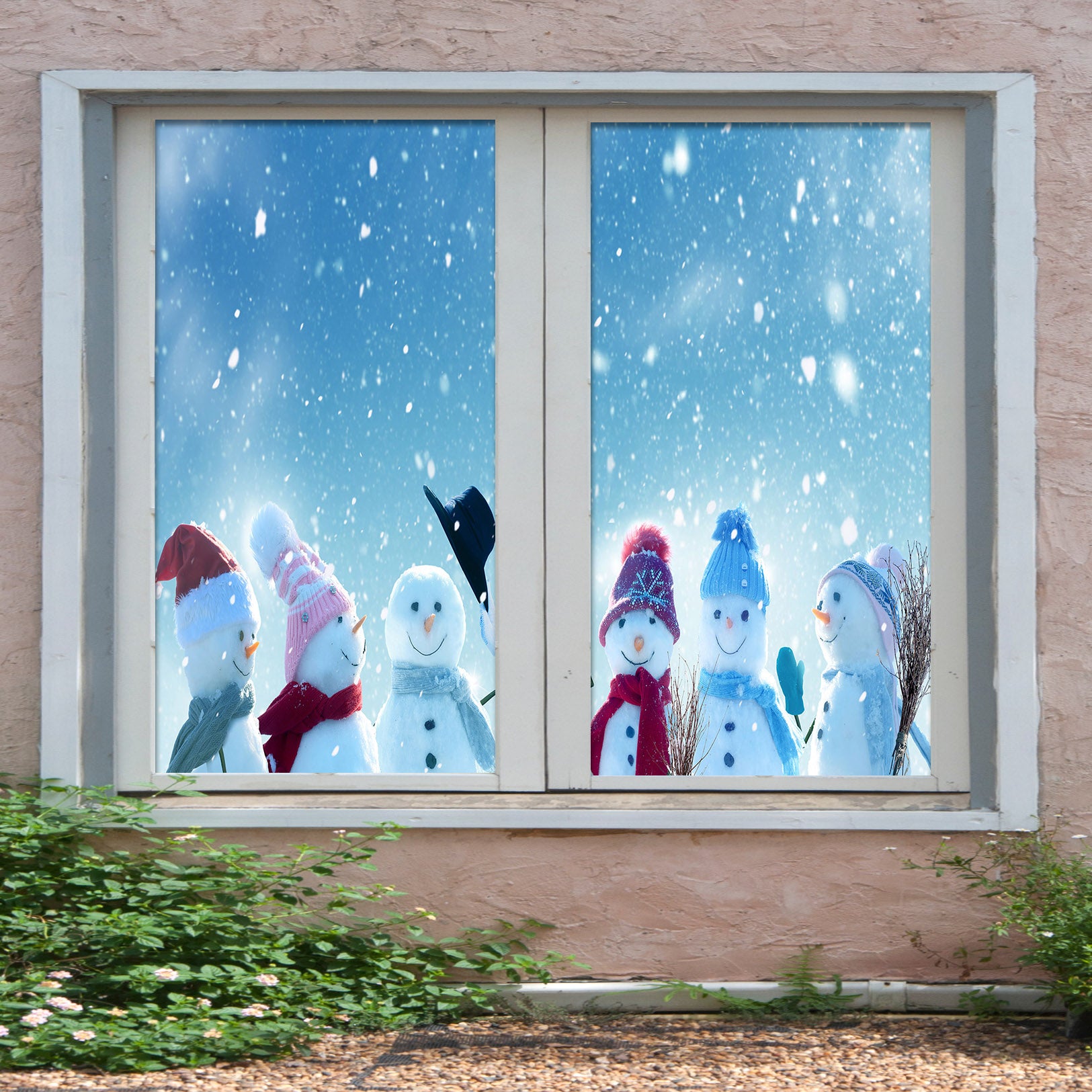 3D Snowman 43006 Christmas Window Film Print Sticker Cling Stained Glass Xmas