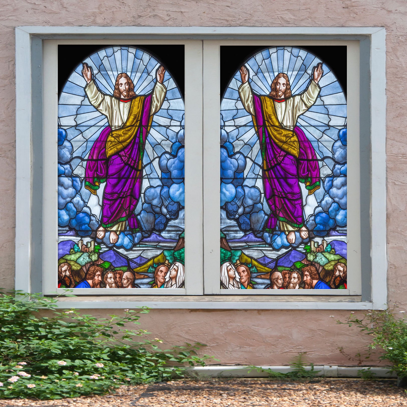 3D Priesthood Cloud 069 Window Film Print Sticker Cling Stained Glass UV Block