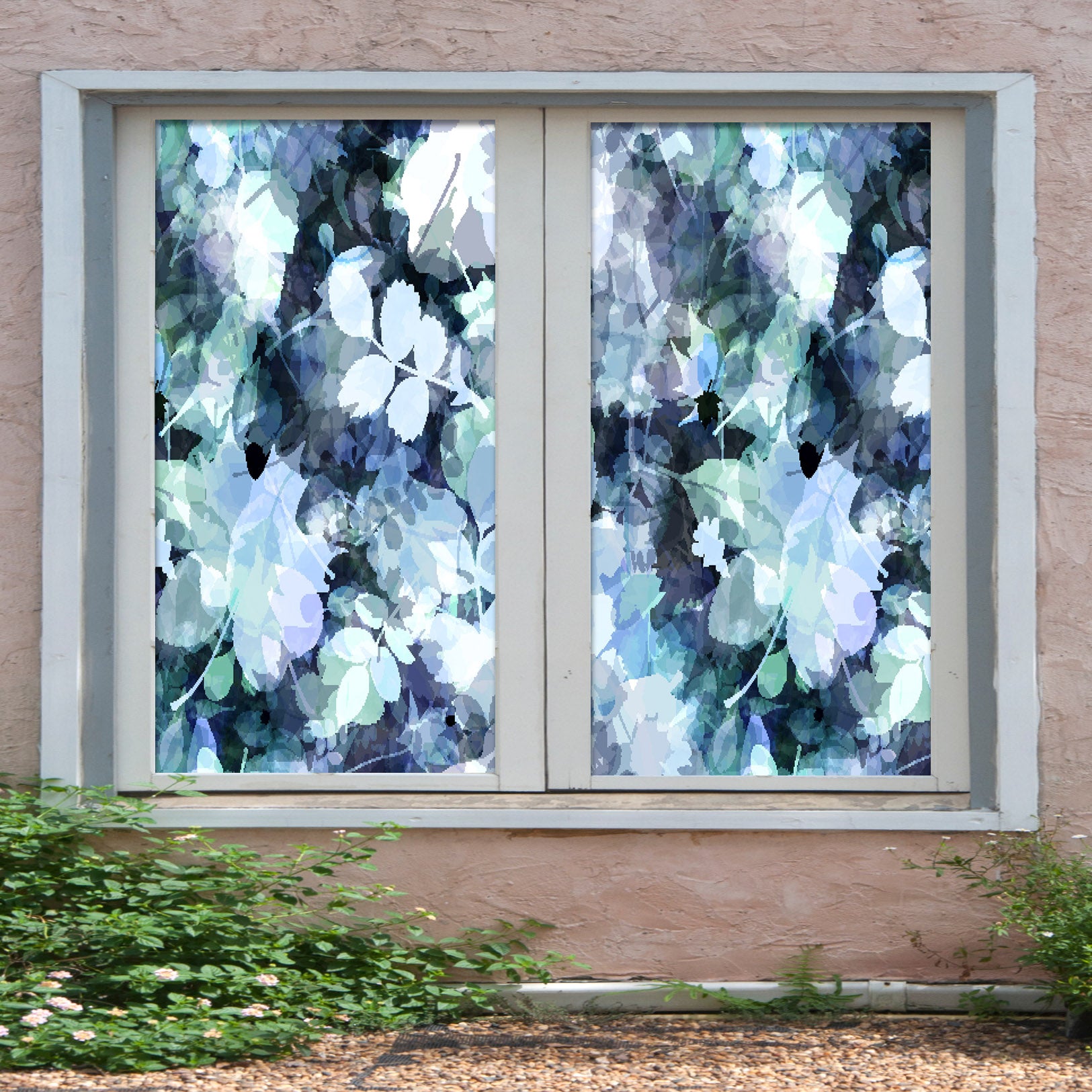 3D White Leaves 350 Window Film Print Sticker Cling Stained Glass UV Block