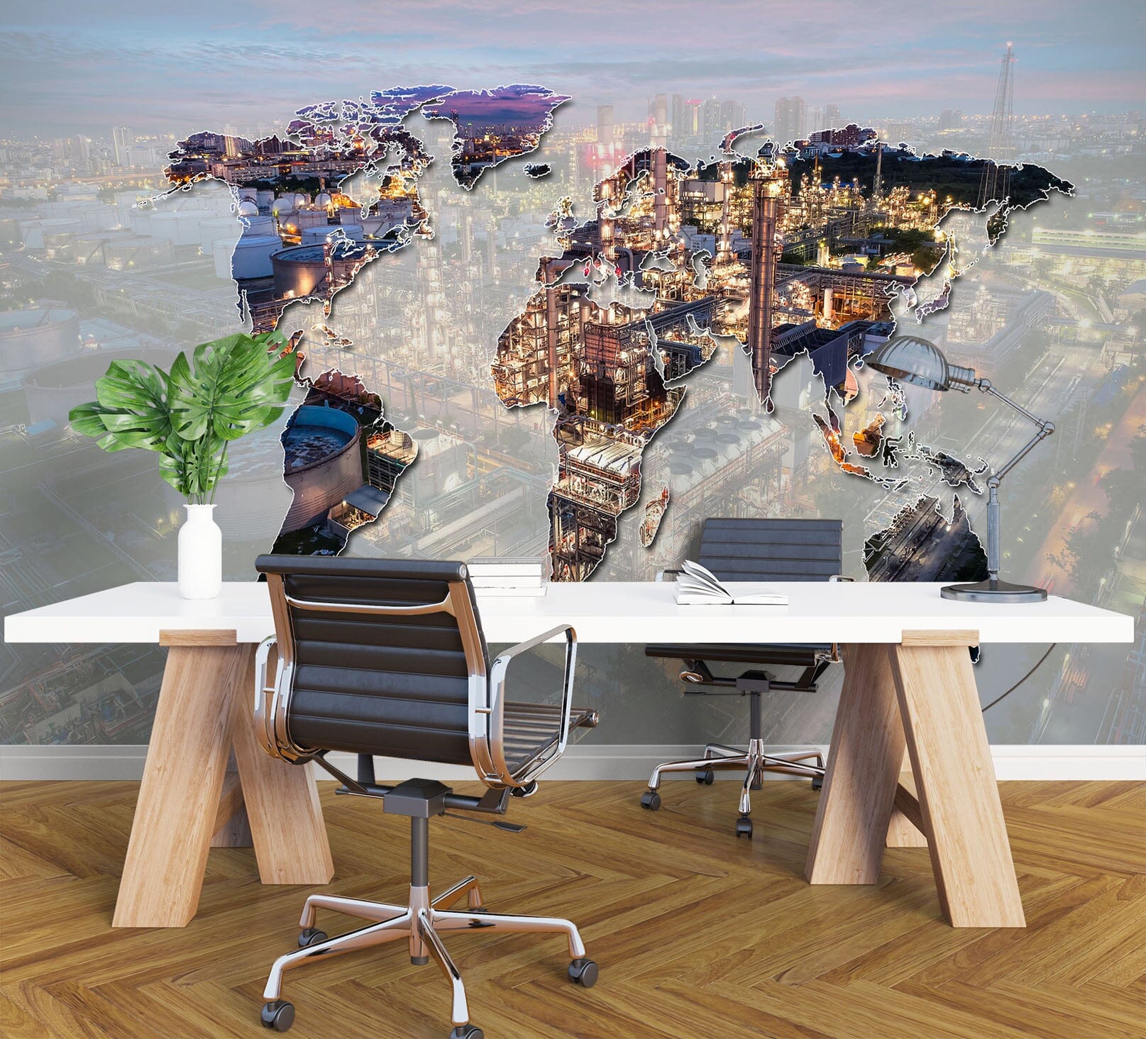 3D Building World Map 1092 Wall Murals Wallpaper AJ Wallpaper 2