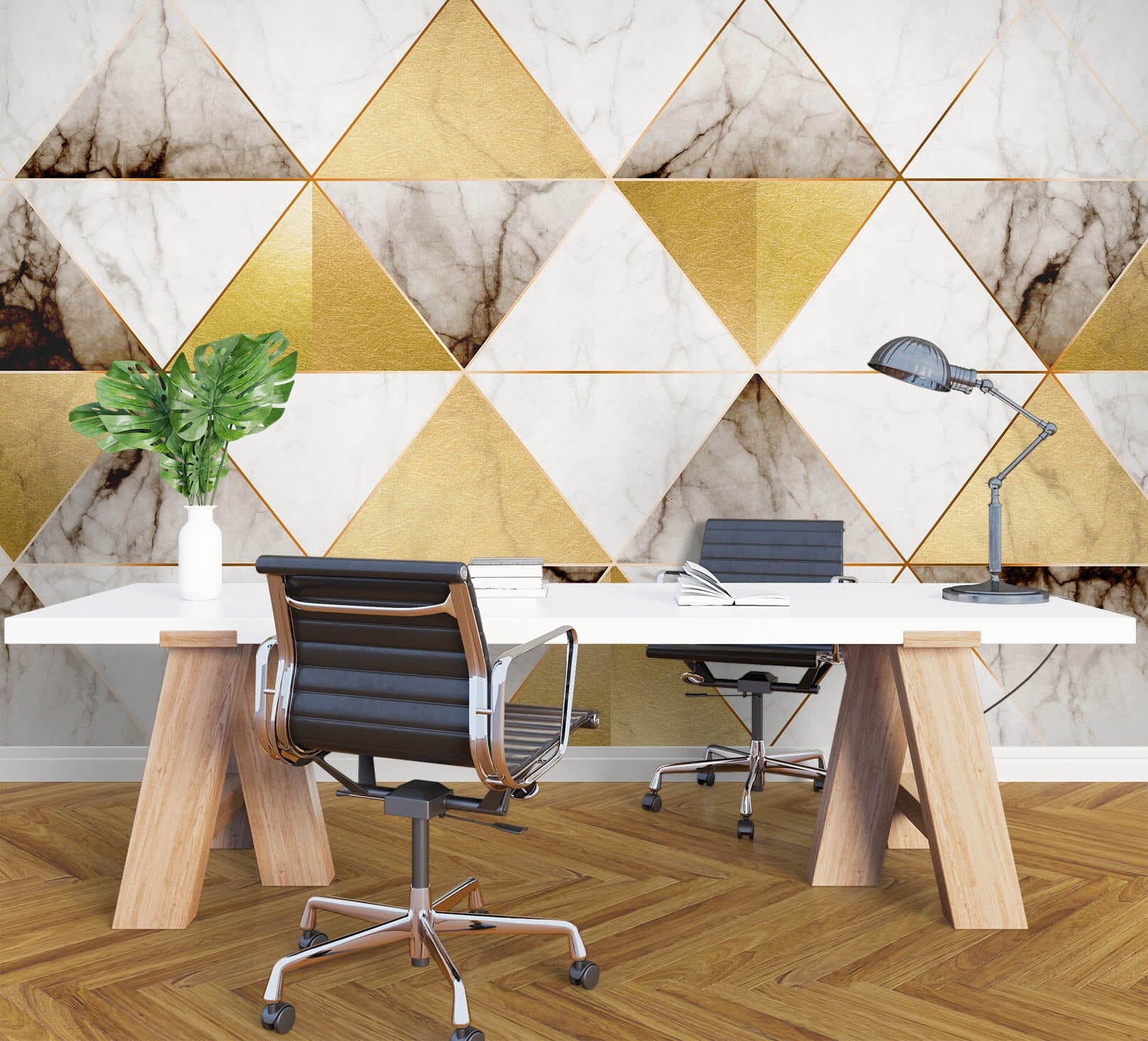 3D Yellow Triangle Texture 1061 Wall Murals Wallpaper AJ Wallpaper 2