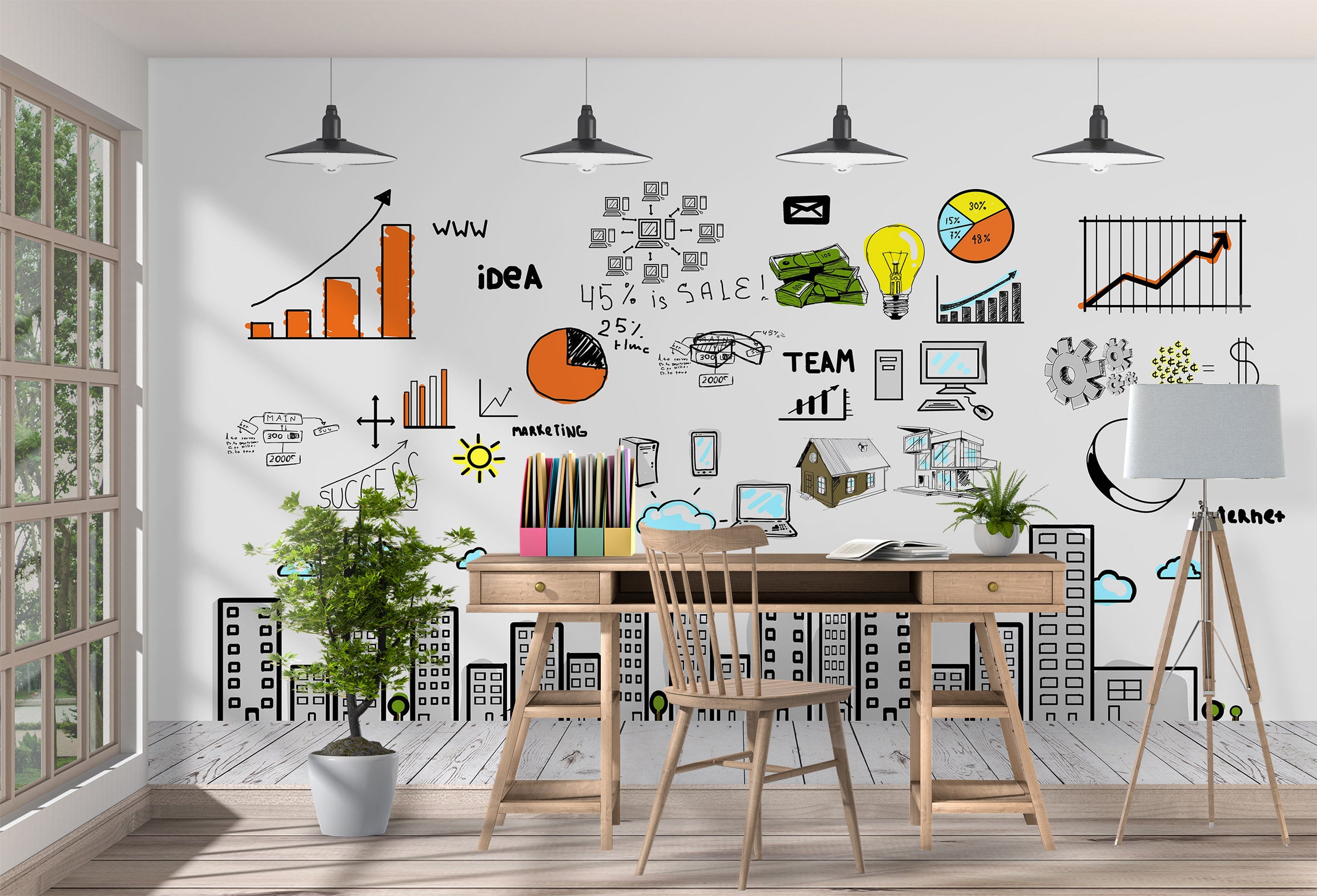 3D Yellow Light 1006 Wall Murals