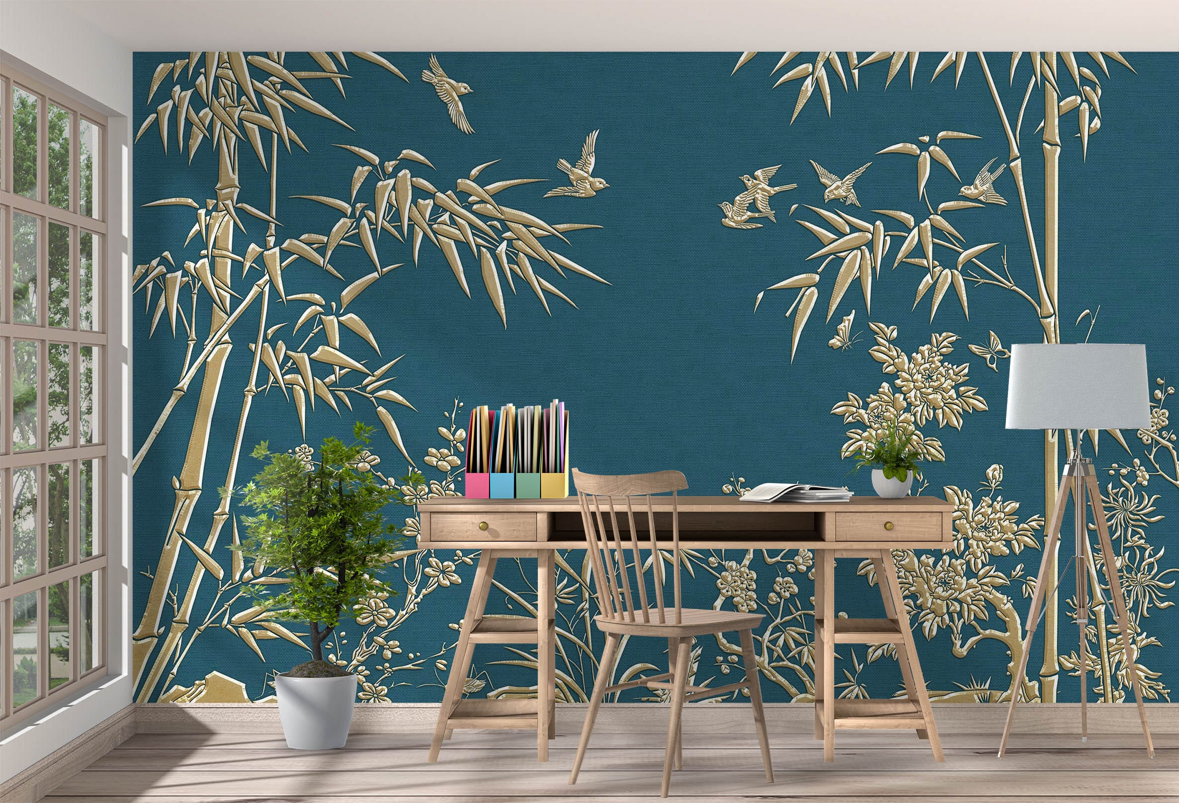 3D Golden Bamboo 1062 Wall Murals Wallpaper AJ Wallpaper 2