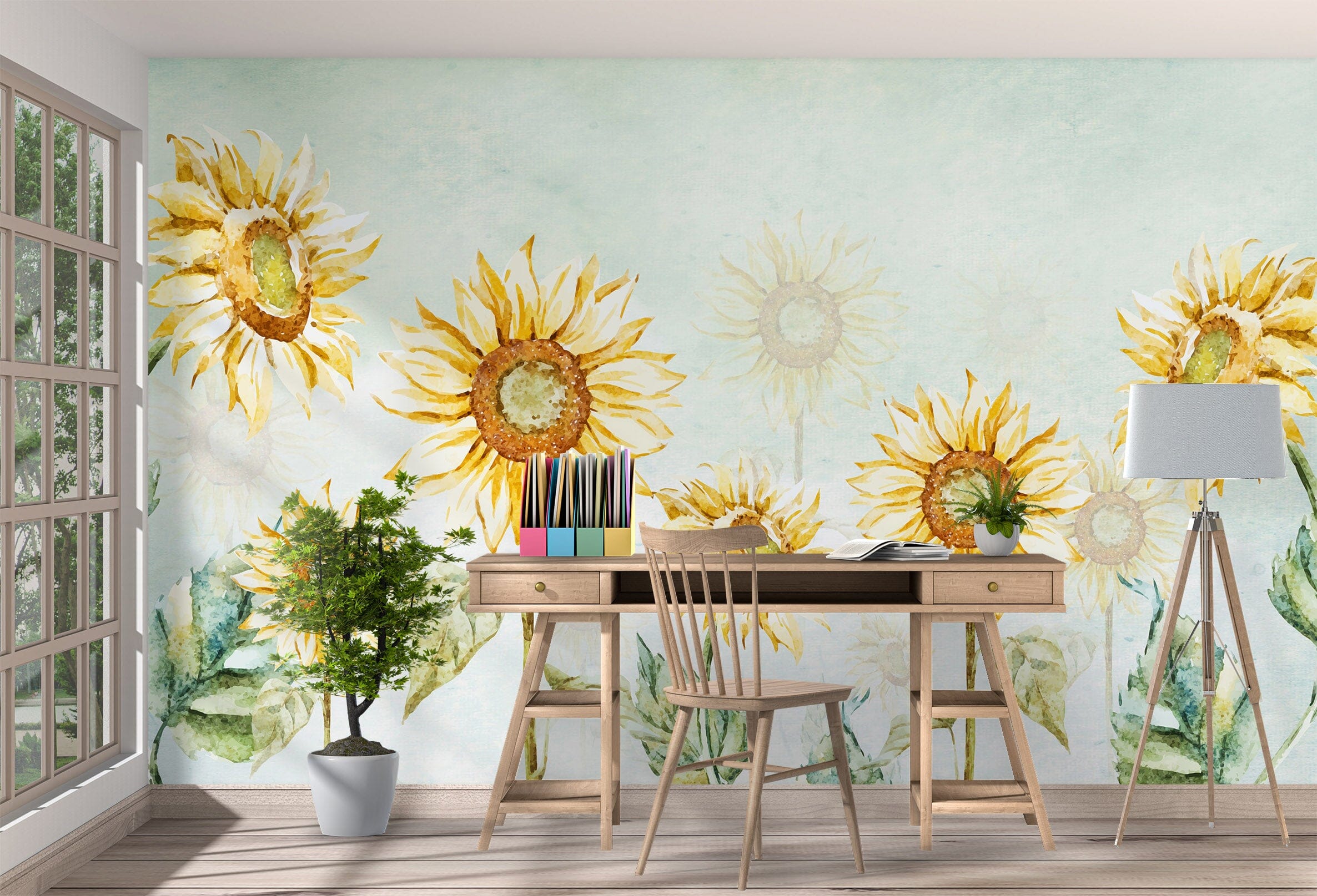3D Hand Drawn Sunflower 1026 Wall Murals Wallpaper AJ Wallpaper 2