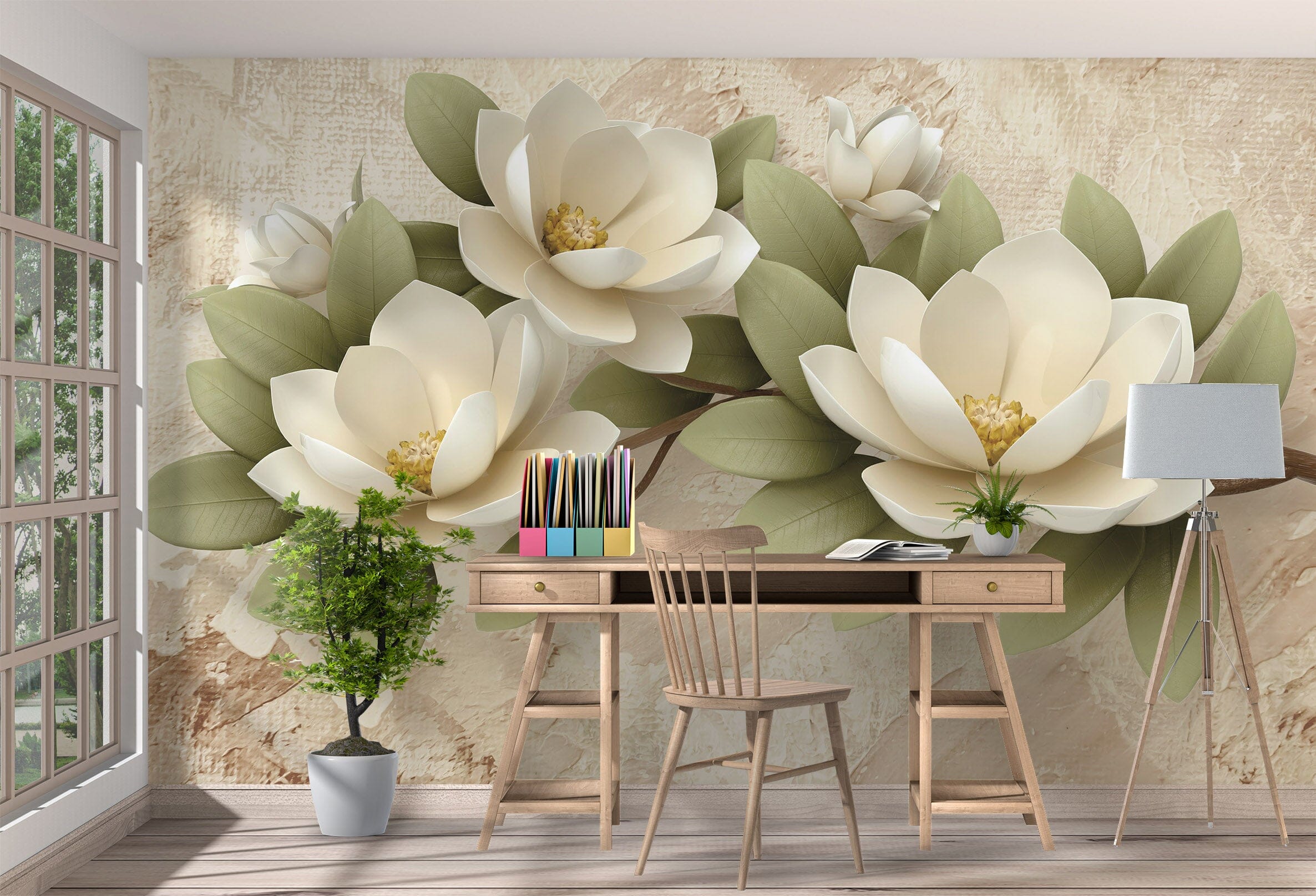 3D White Flower 1066 Wall Murals Wallpaper AJ Wallpaper 2