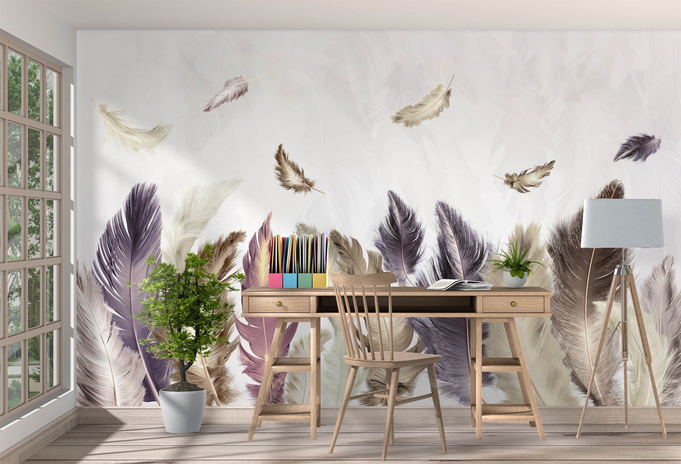 3D Yellow Feather 1038 Wall Murals Wallpaper AJ Wallpaper 2