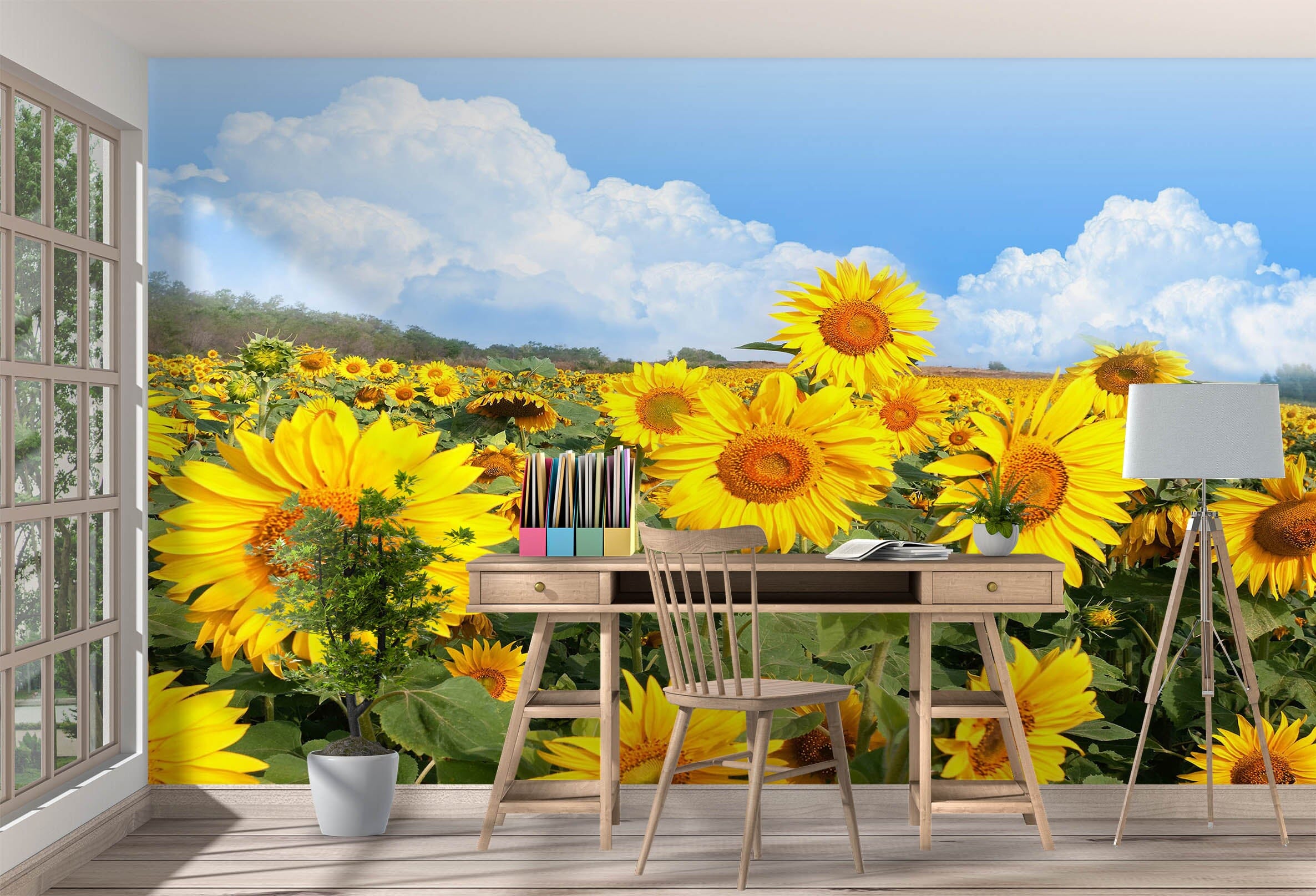3D Bright Sunflower 1010 Wall Murals Wallpaper AJ Wallpaper 2
