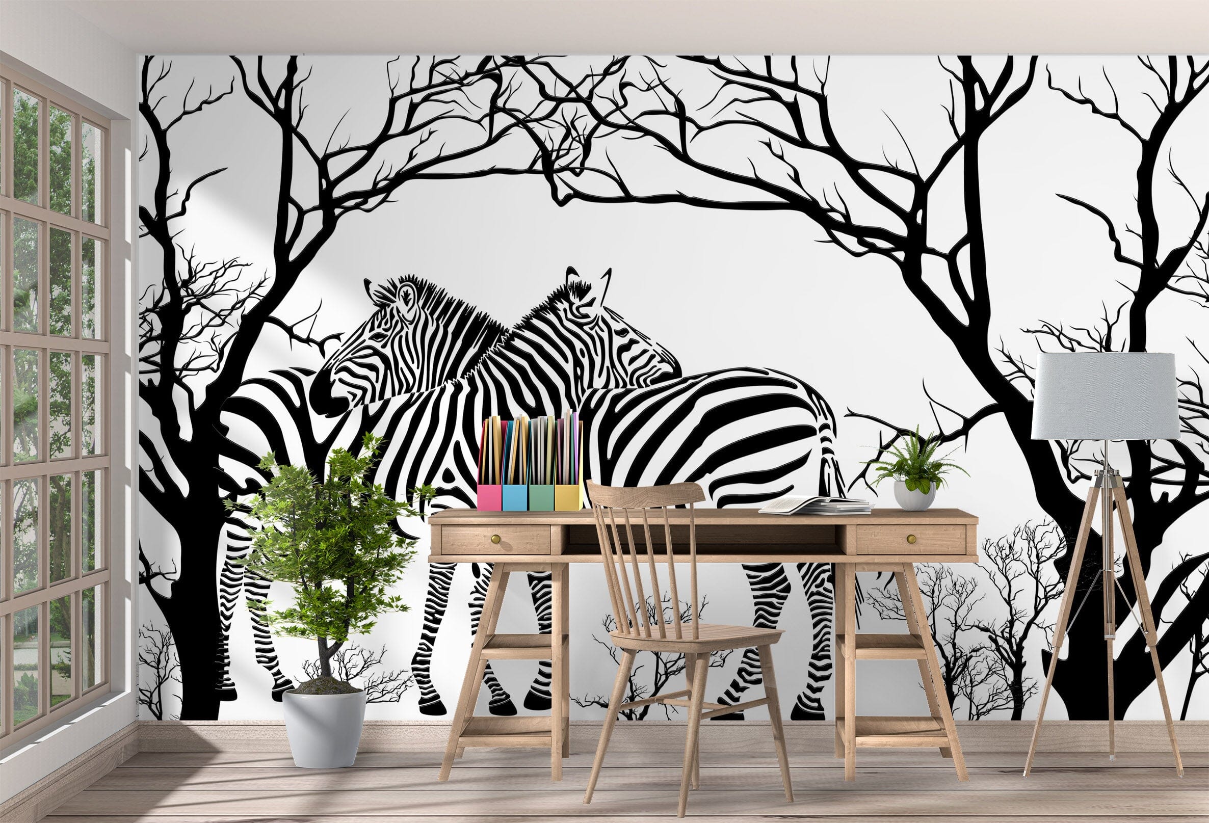 3D Zebra Tree 1014 Wall Murals Wallpaper AJ Wallpaper 2