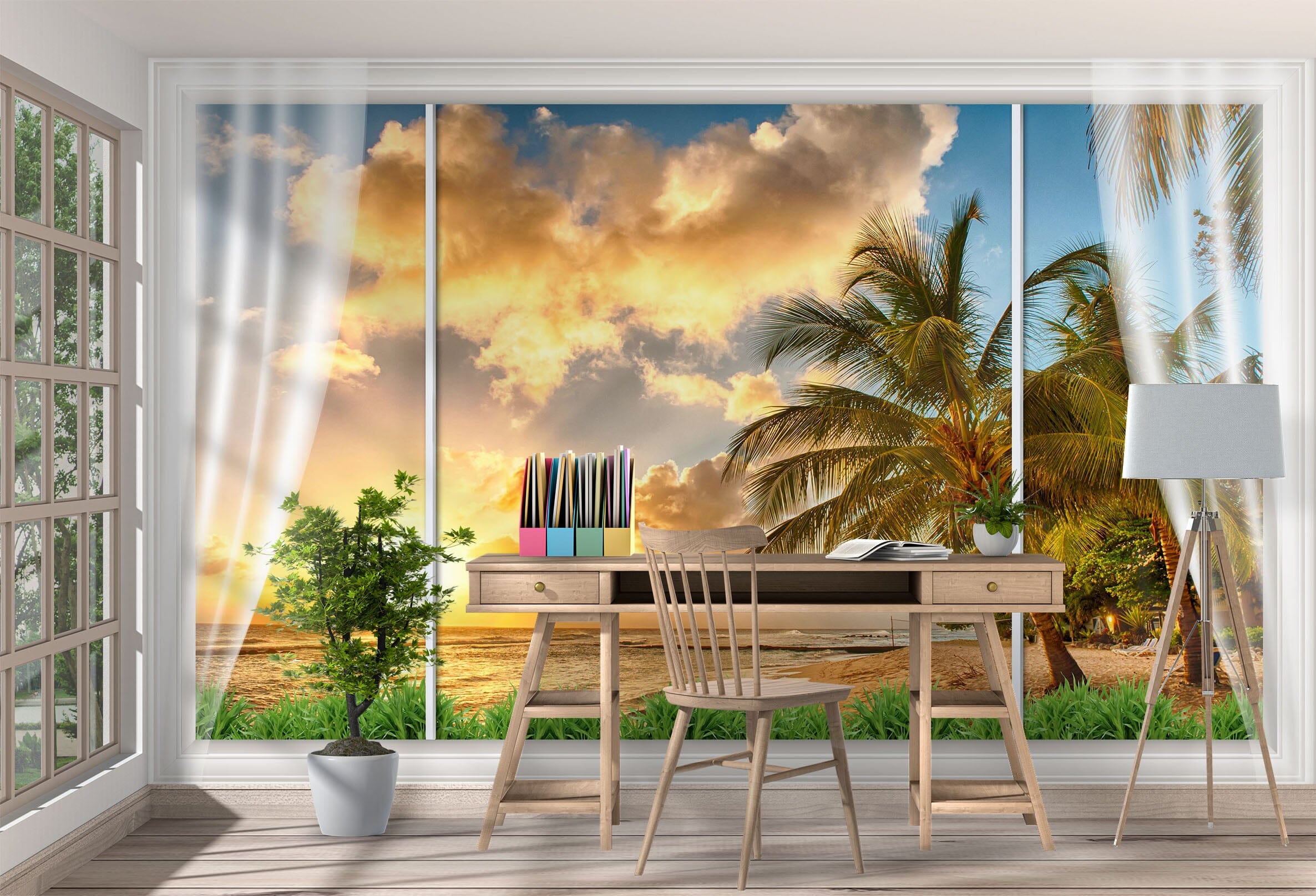 3D Window Tree Dusk 1105 Wall Murals Wallpaper AJ Wallpaper 2