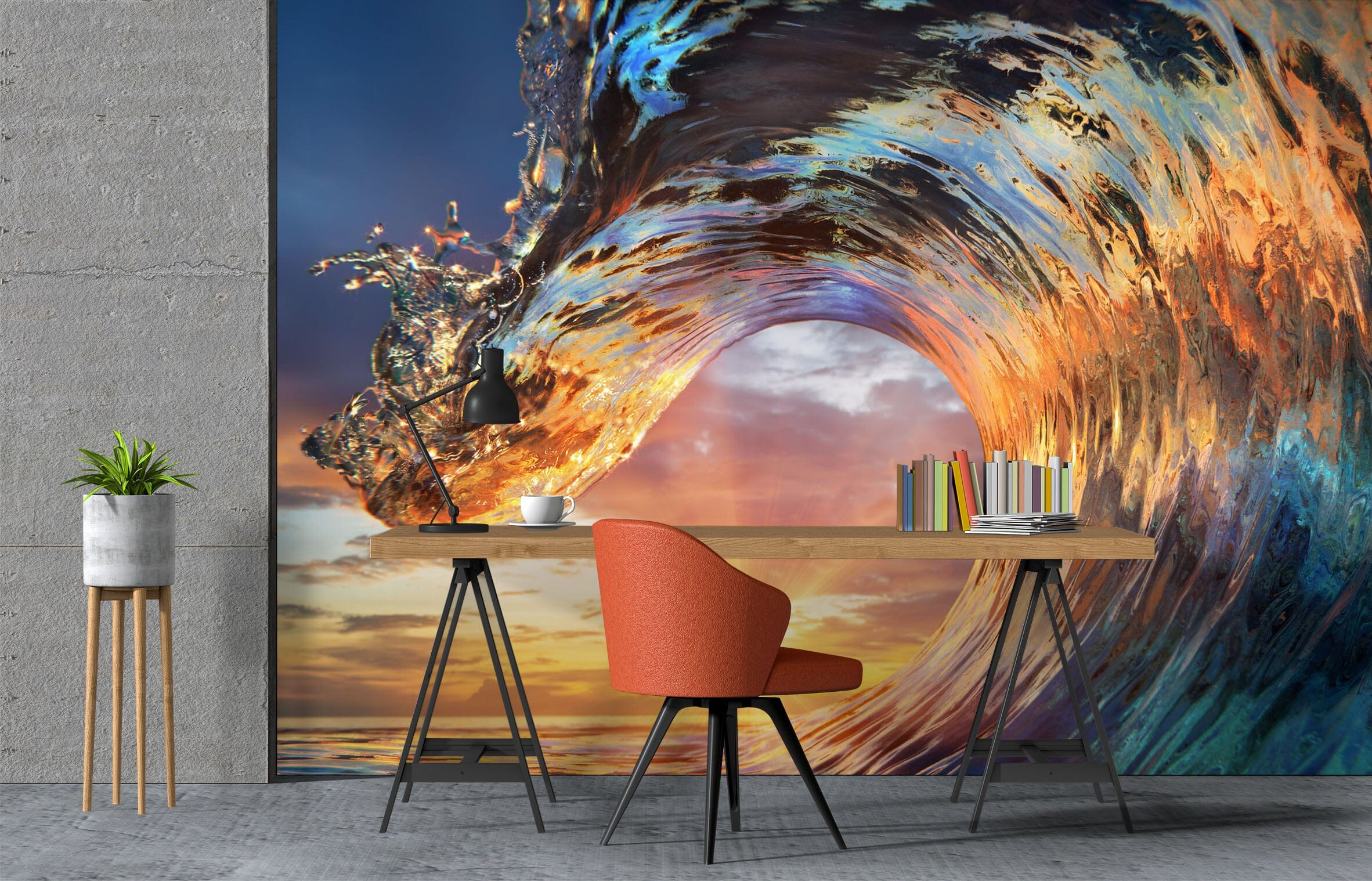 3D Waves Sun 1091 Wall Murals Wallpaper AJ Wallpaper 2