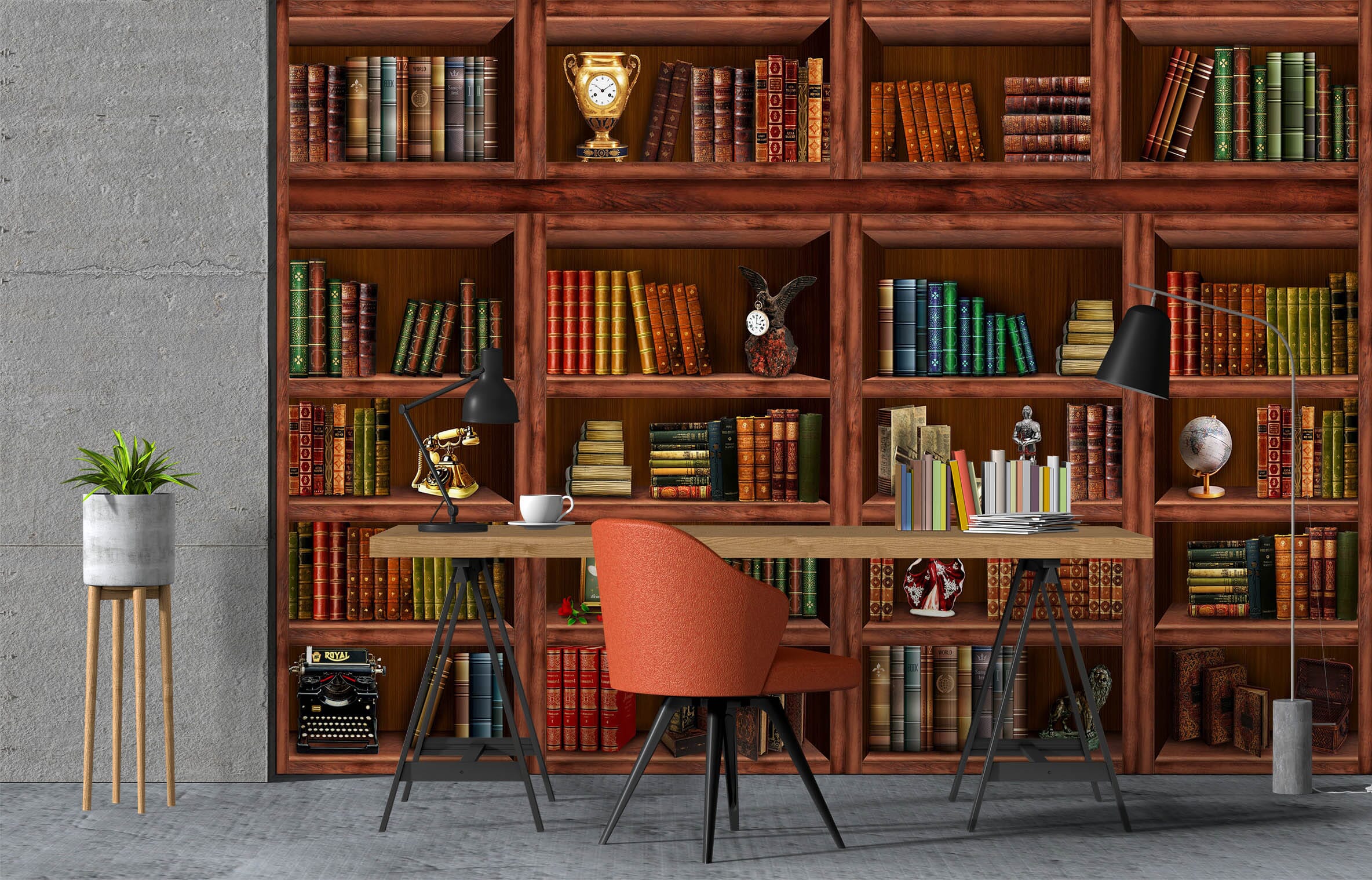 3D Bookshelf Trophy 1016 Wall Murals Wallpaper AJ Wallpaper 2