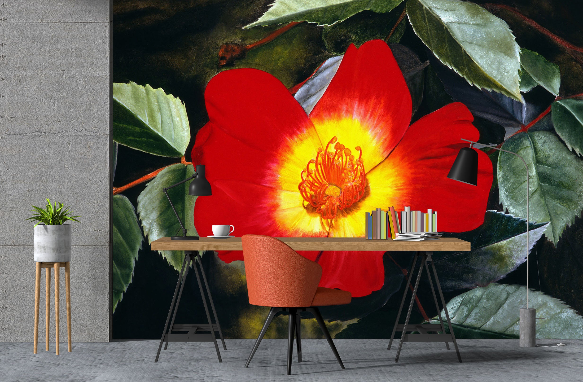3D Red Flowers 11108 Matthew Holden Bates Wall Mural Wall Murals