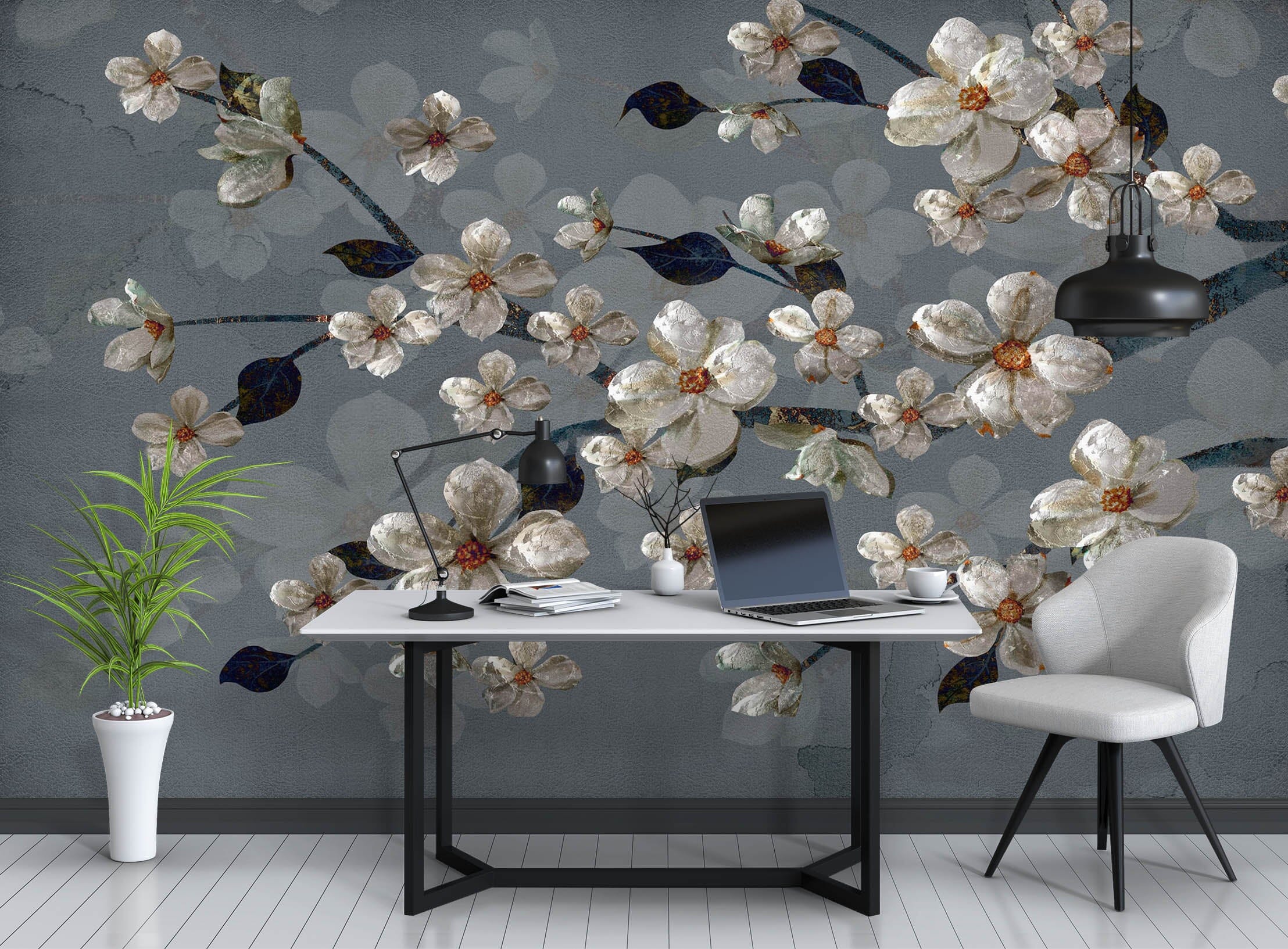 3D Hand Drawn Flowers 1067 Wall Murals Wallpaper AJ Wallpaper 2