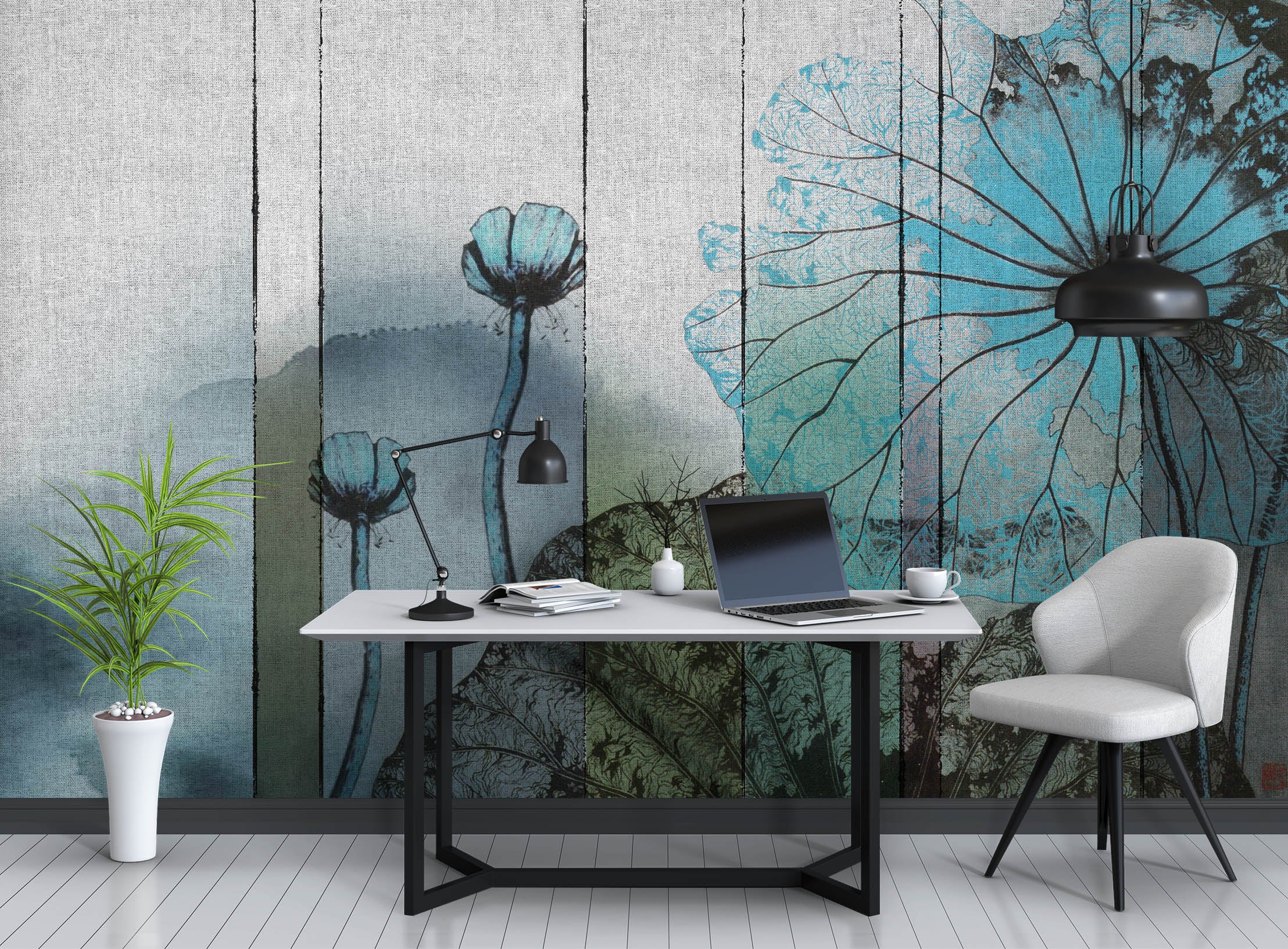3D Green Lotus Leaf 1114 Wall Murals