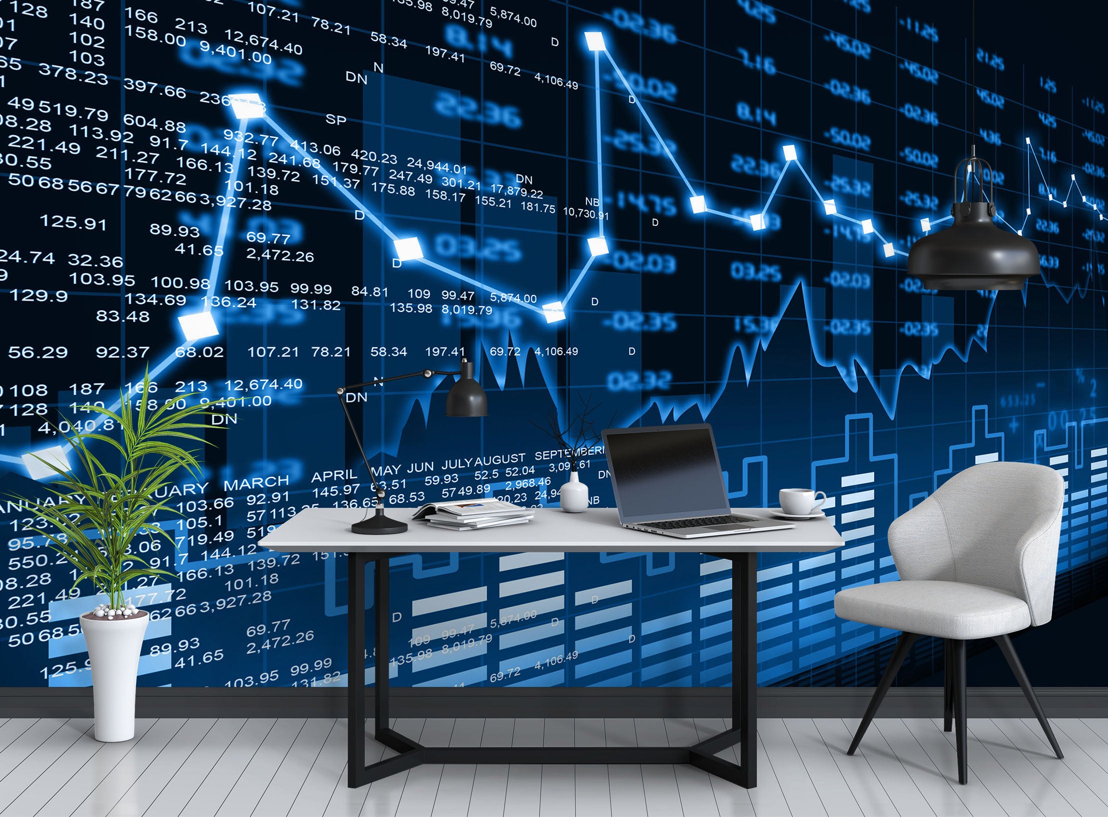 3D Blue Data Numbers 1088 Wall Murals