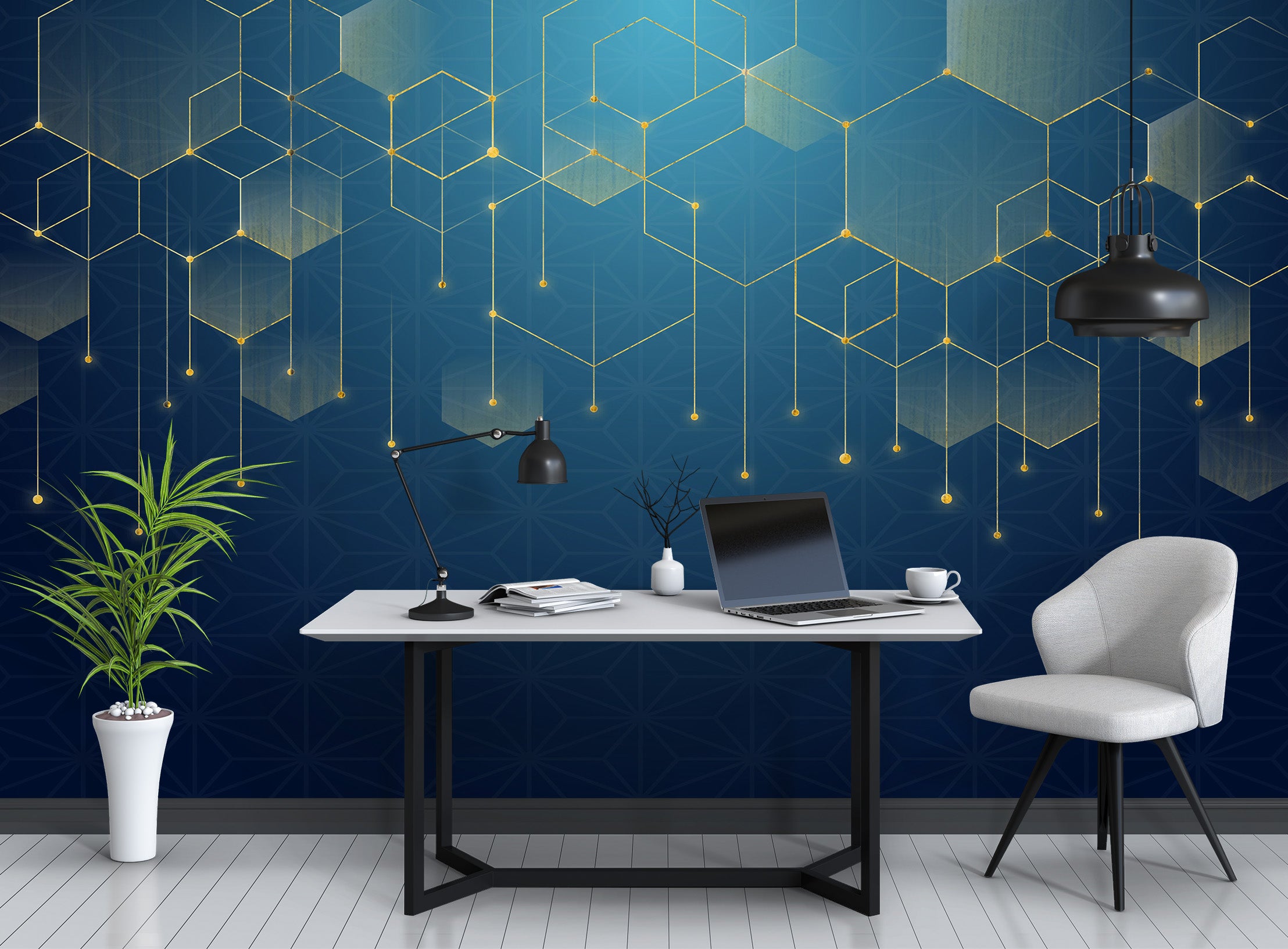 3D Yellow Hexagon 1077 Wall Murals